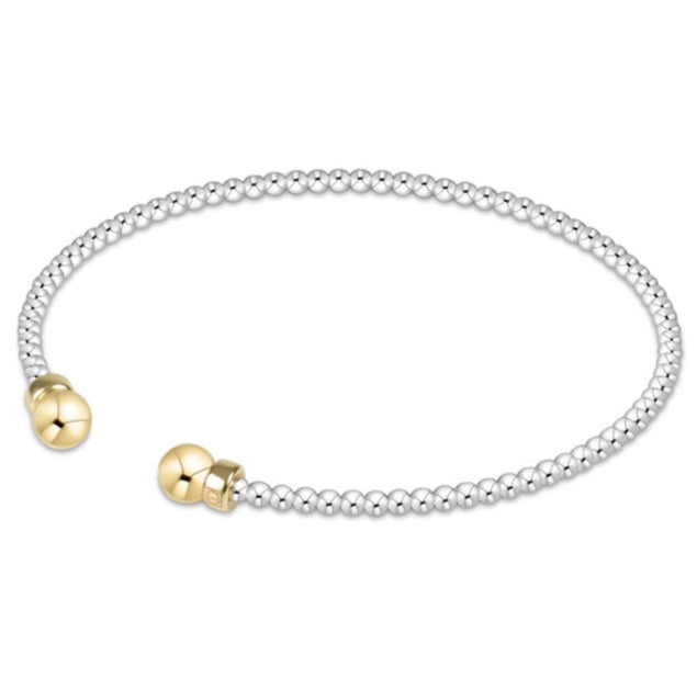 classic sterling mixed metal 2mm bead cuff - gold