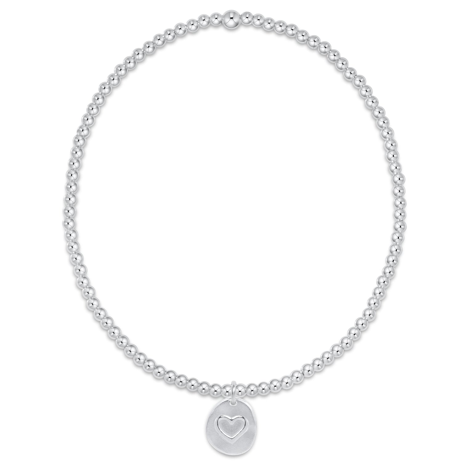 classic sterling 2mm bead bracelet - inspire love small sterling charm