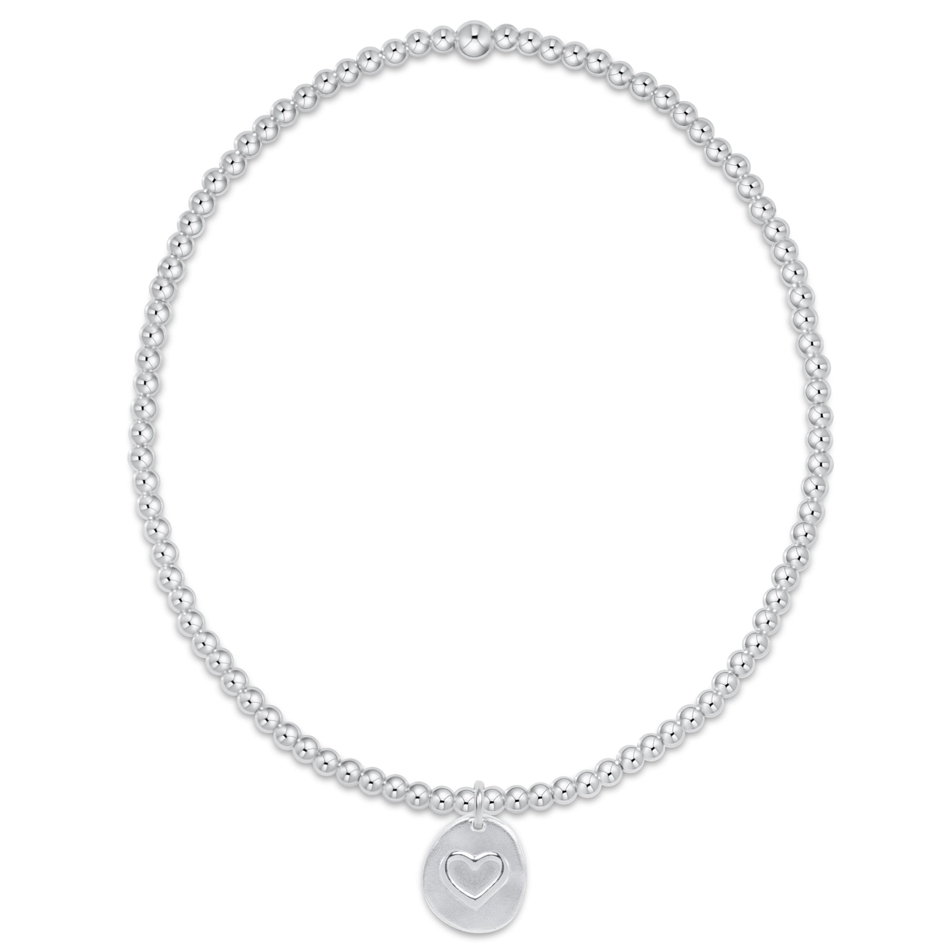 classic sterling 2mm bead bracelet - inspire love small sterling charm
