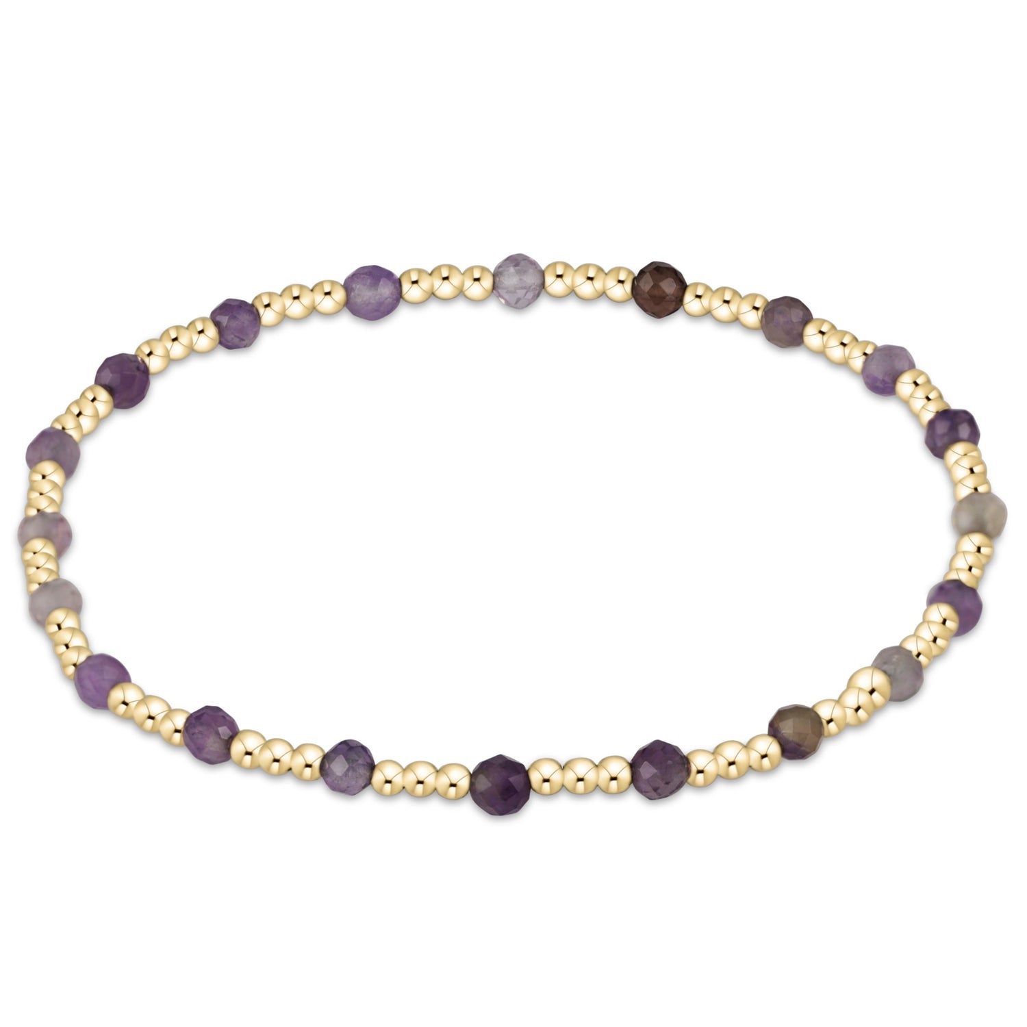 Gemstone Gold Sincerity Pattern 3mm Bead Bracelet - Amethyst