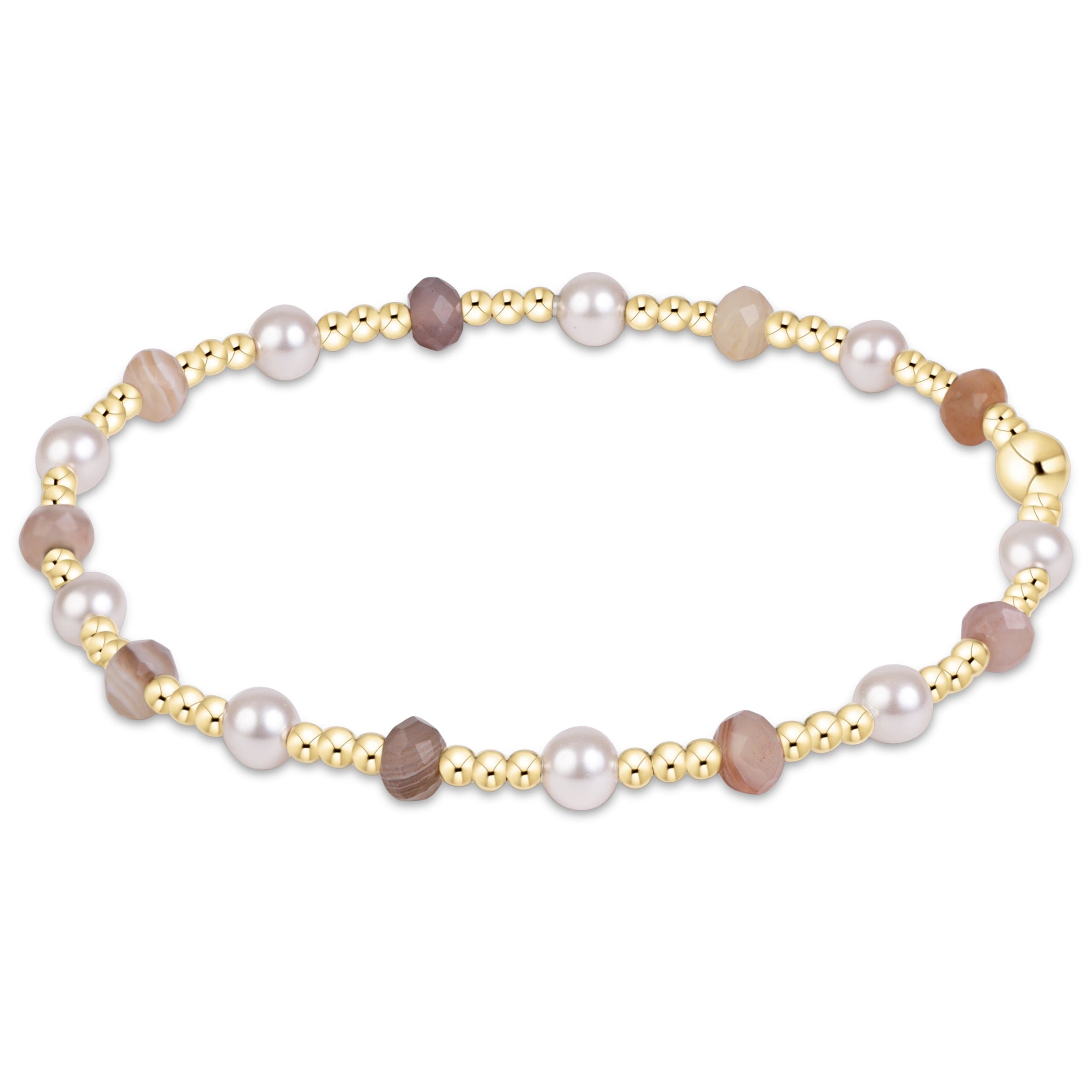 Sincerity Gemstone & Pearl 4mm Bracelet - Botswana Agate