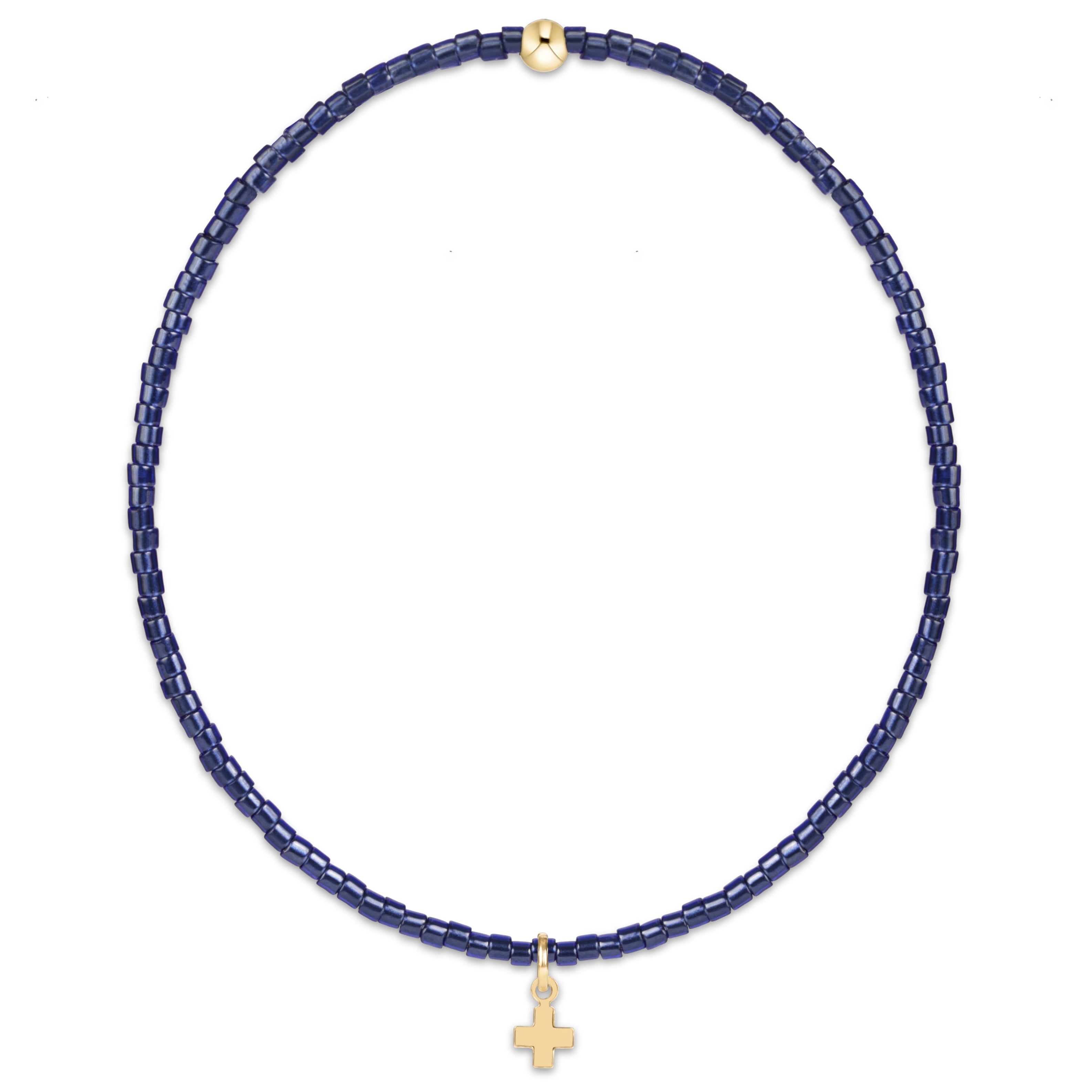 Hope Classic Navy Bracelet - Signature Cross Small Gold Charm