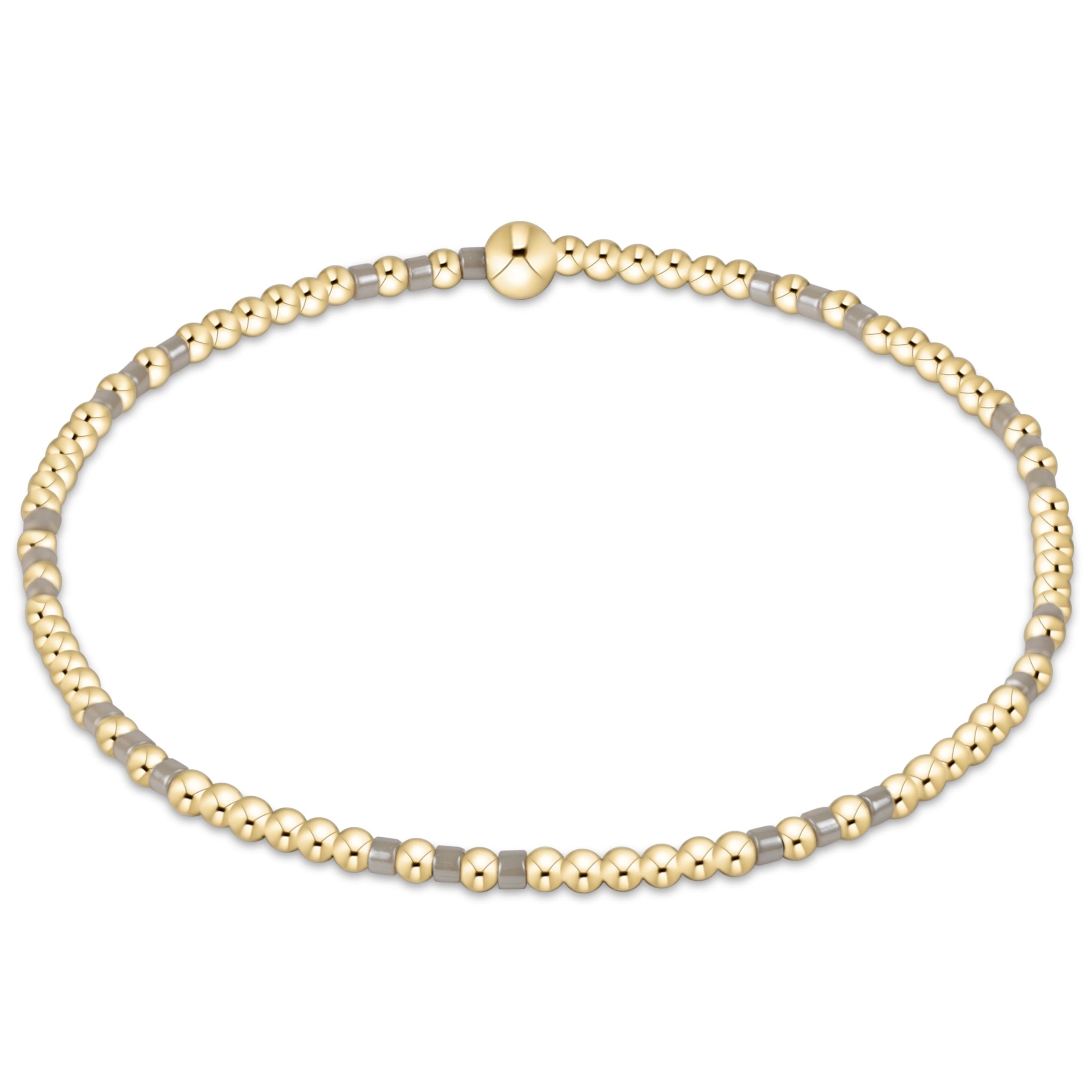 Hope Joy Pattern 2mm Bead Bracelet - Taupe With A Twist