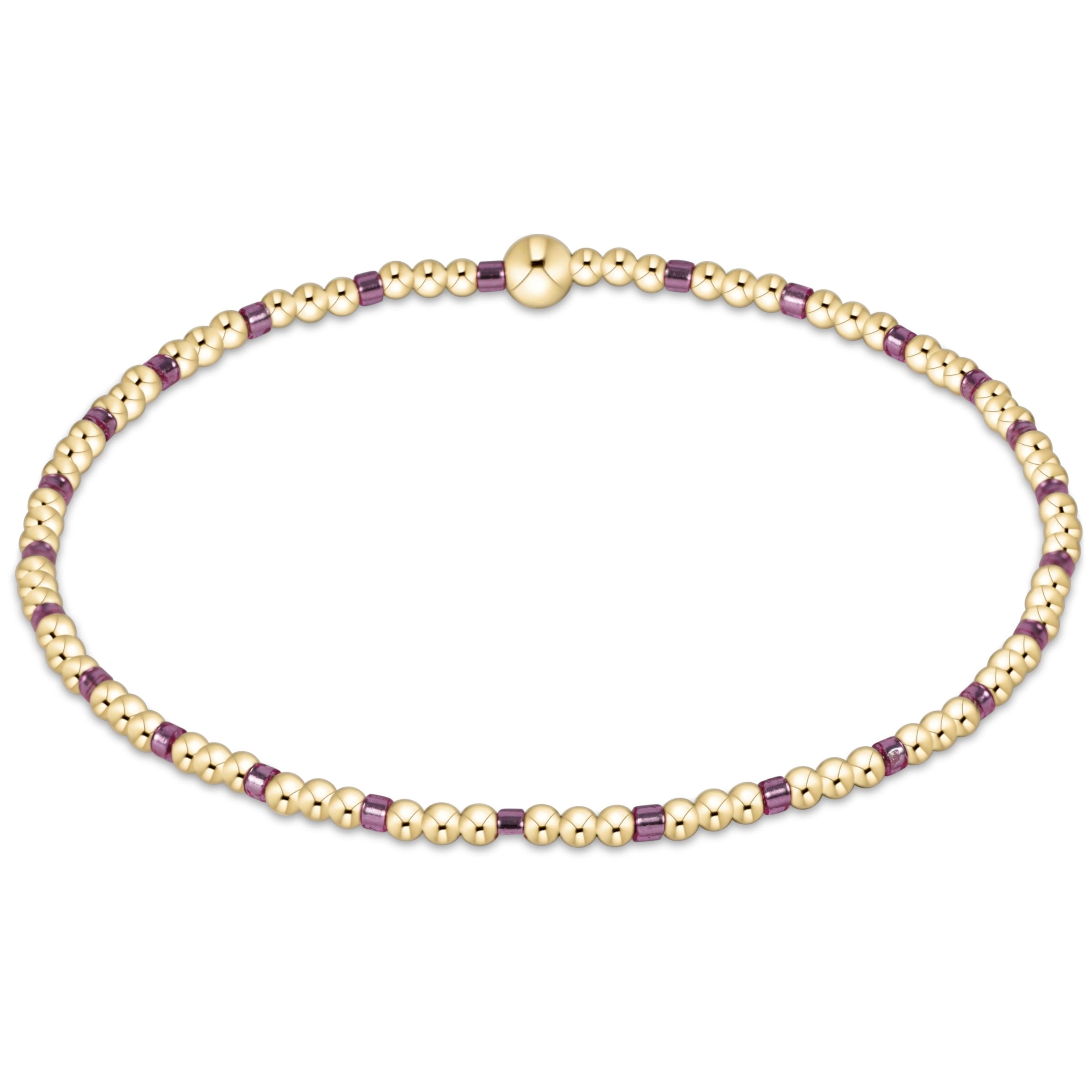 Hope Sincerity Pattern 2mm Bead Bracelet - Pink Metallic