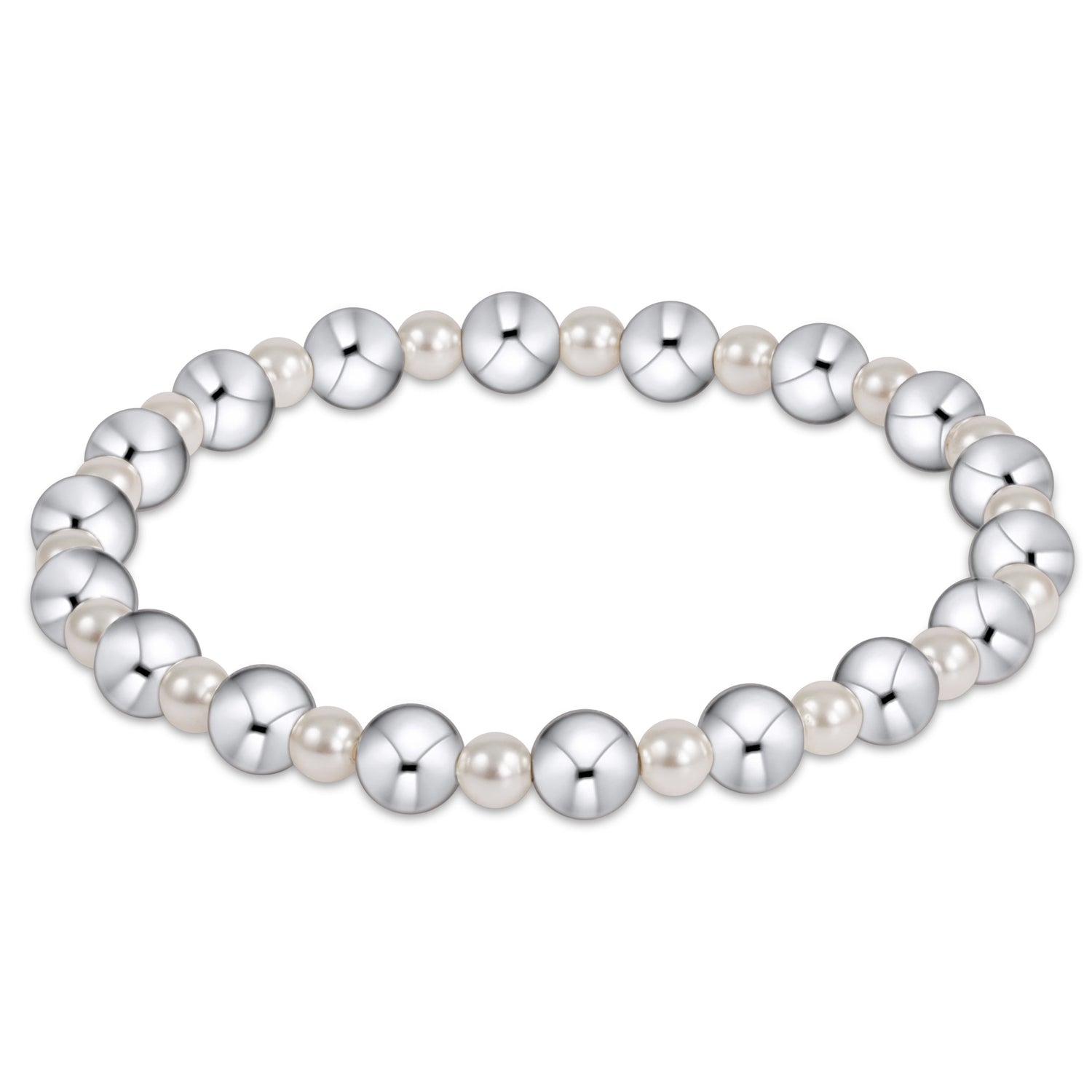 Pearl Grateful Pattern 4mm Bead Bracelet - 6mm Sterling