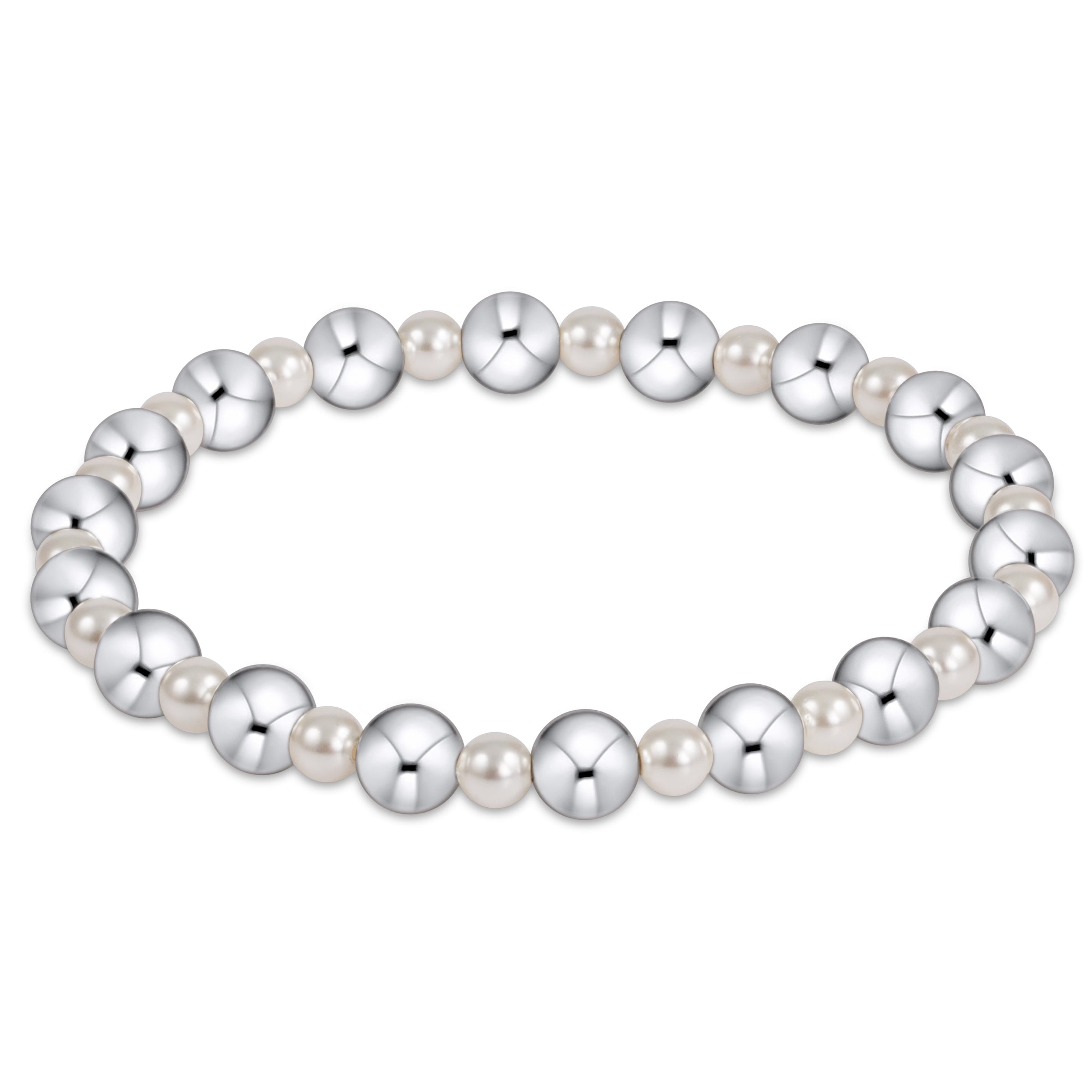 Pearl Grateful Pattern 4mm Bead Bracelet - 6mm Sterling