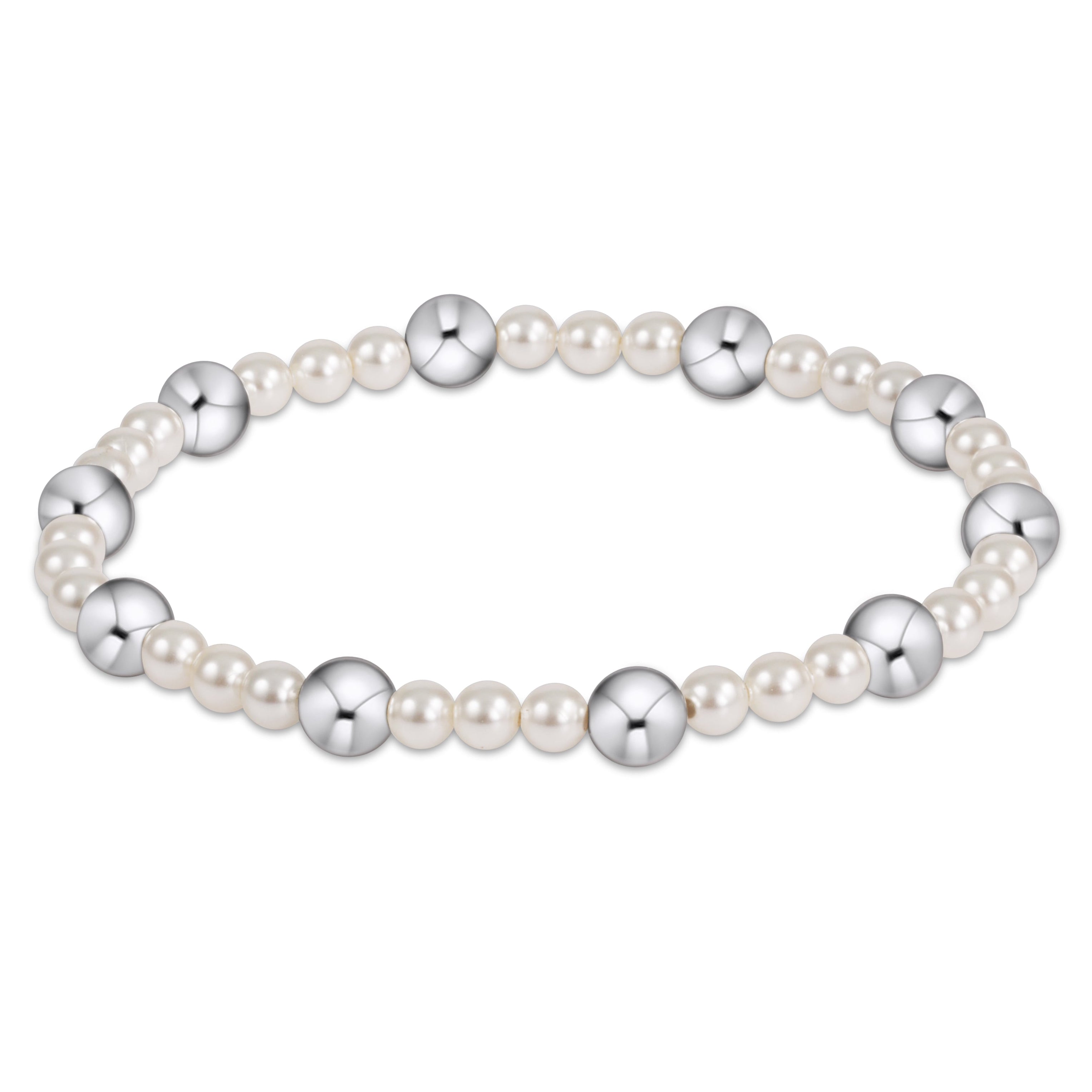 Pearl Sincerity Pattern 4mm Bead Bracelet - 6mm Sterling