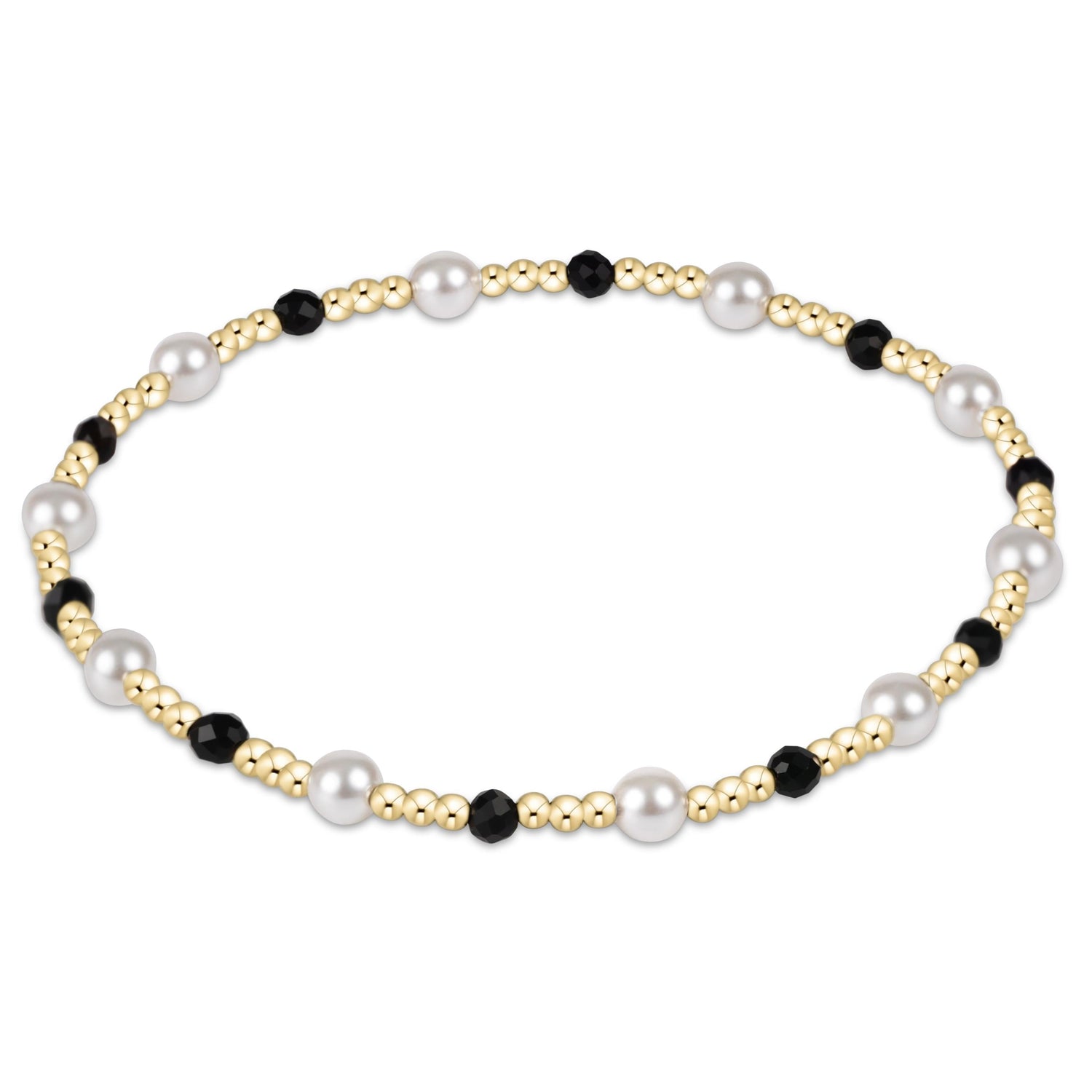 Pearl Sincerity Pattern 4mm Bead Bracelet - Faceted Onyx