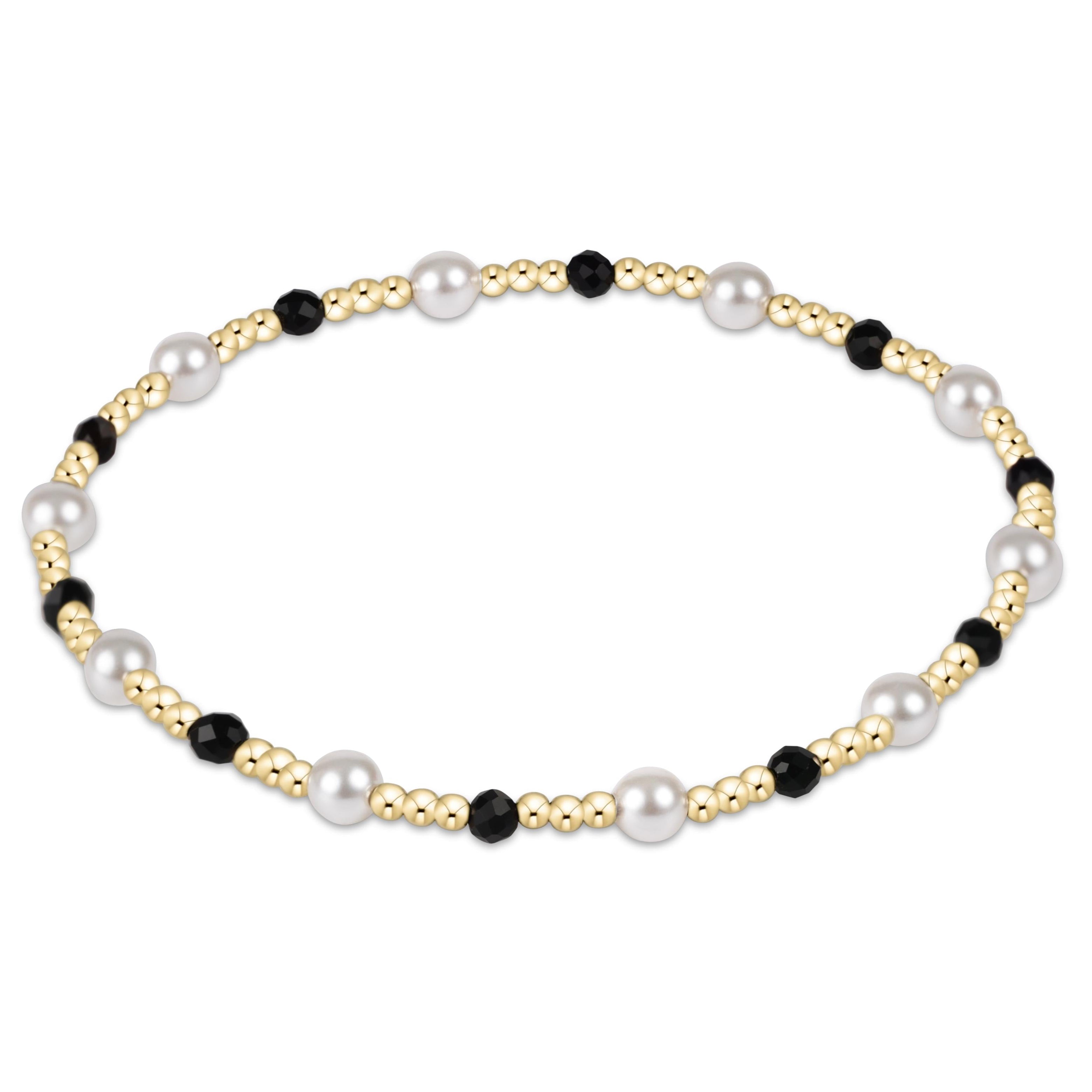 Pearl Sincerity Pattern 4mm Bead Bracelet - Faceted Onyx