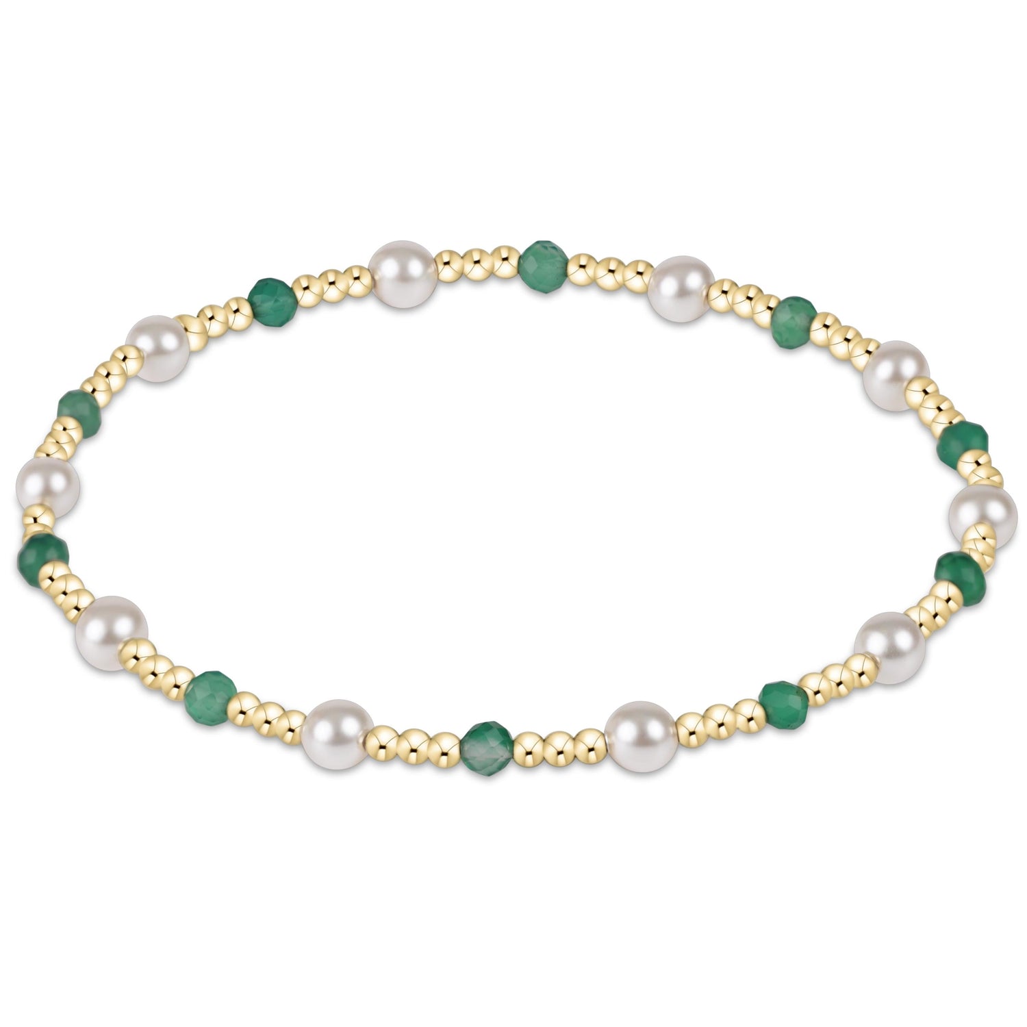 Pearl Sincerity Pattern 4mm Bead Bracelet - Green Onyx