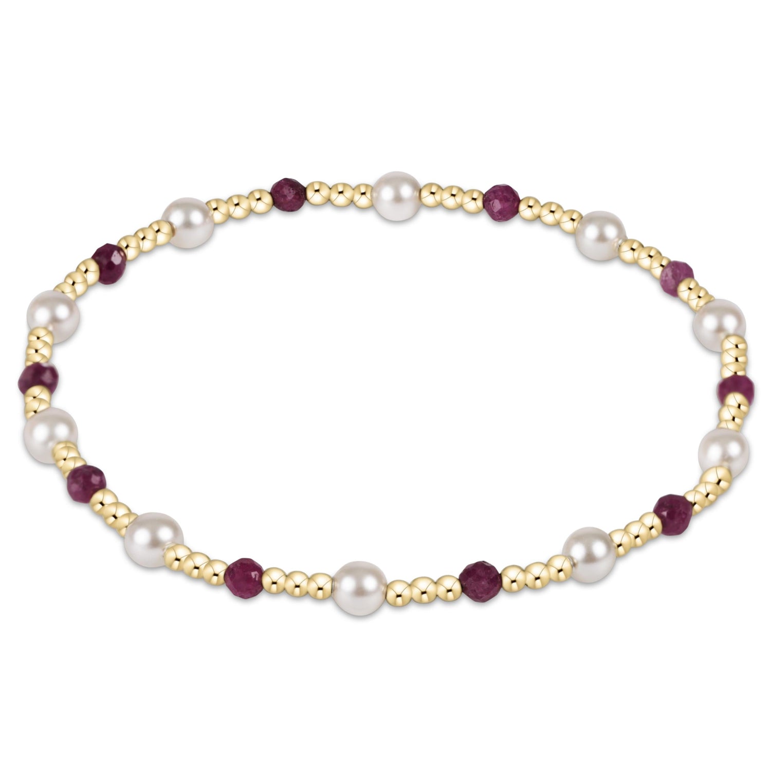 Pearl Sincerity Pattern 4mm Bead Bracelet - Ruby