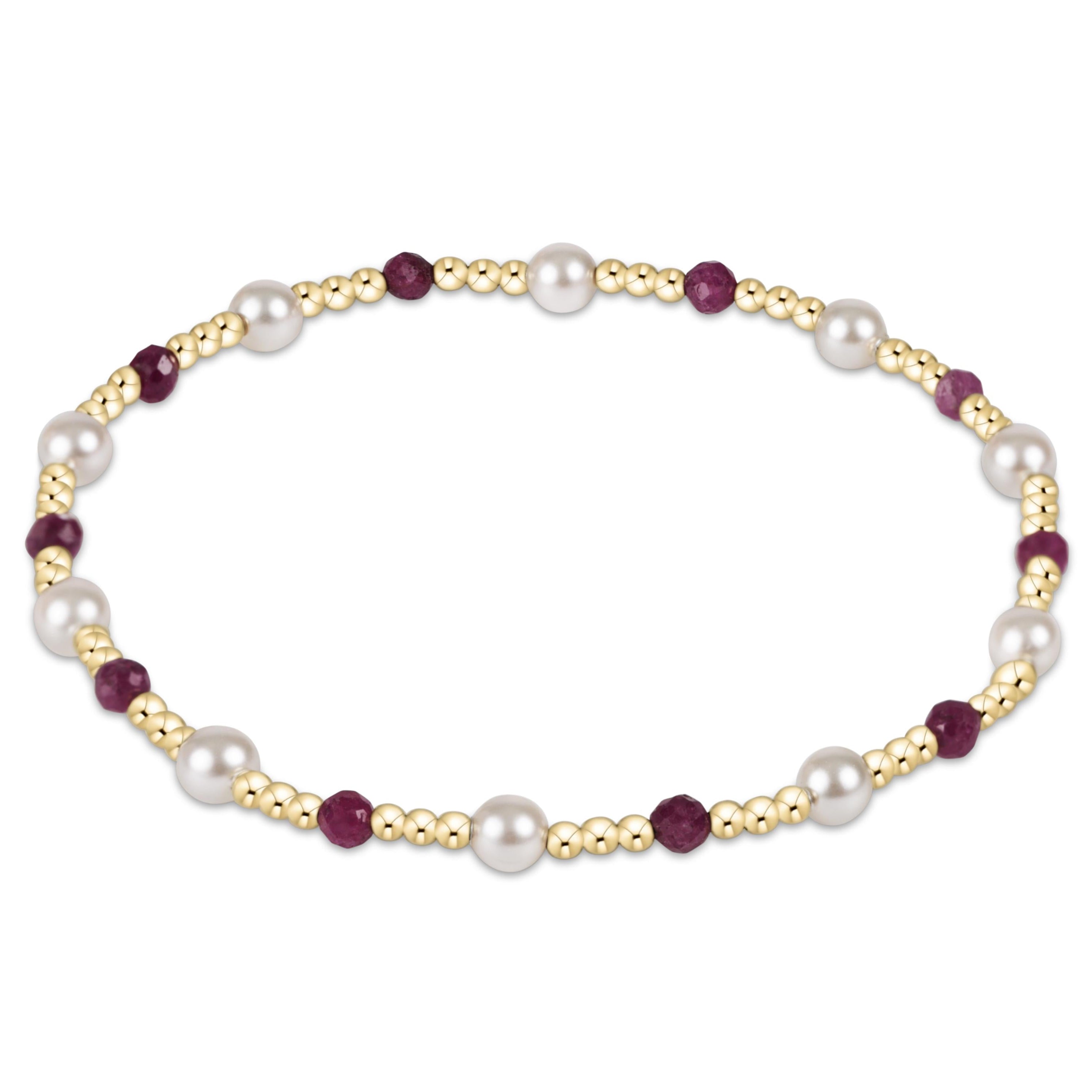 Pearl Sincerity Pattern 4mm Bead Bracelet - Ruby