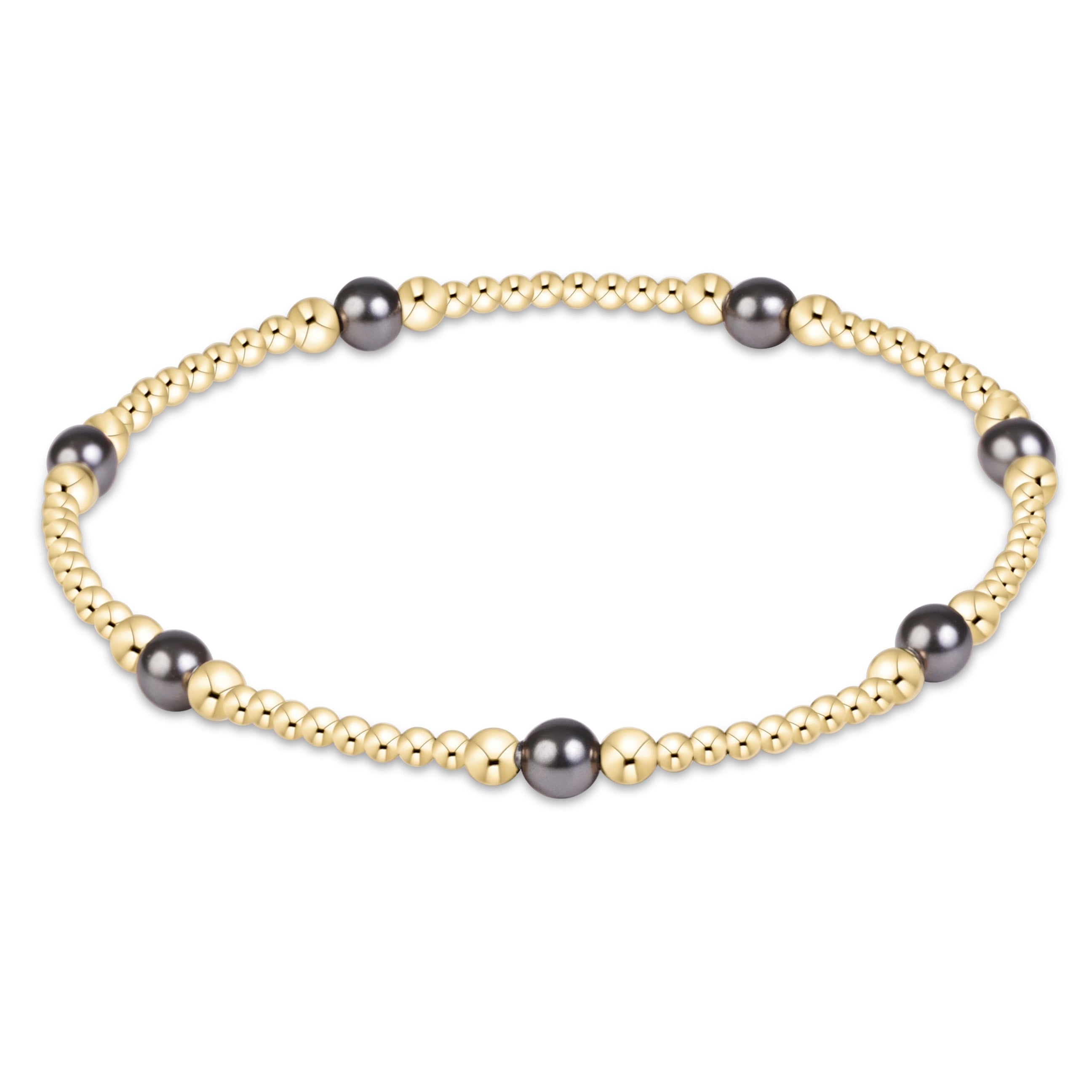 Purpose Pearl Dark Grey 4mm Gold Bracelet