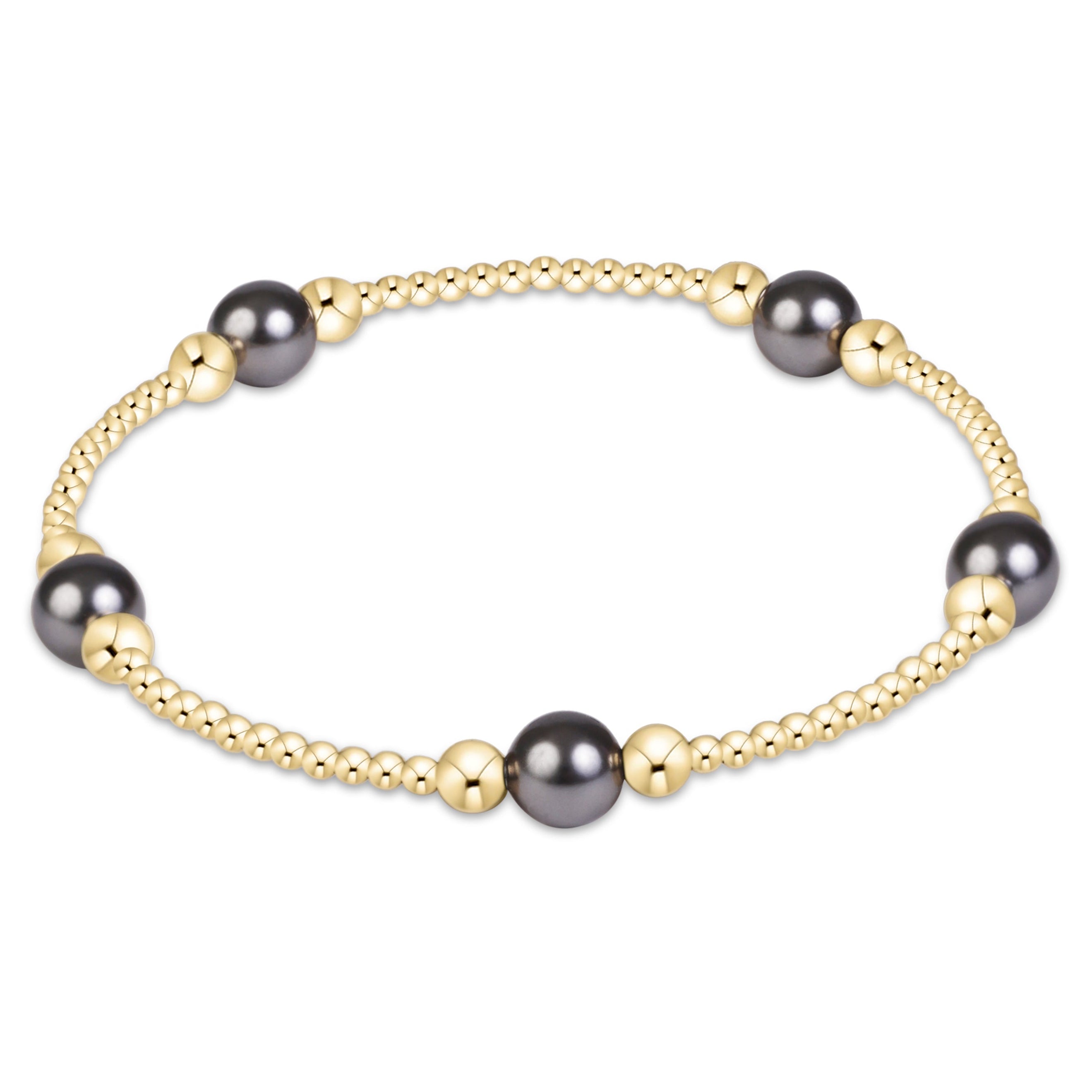 Purpose Pearl Dark Grey 6mm Gold Bracelet