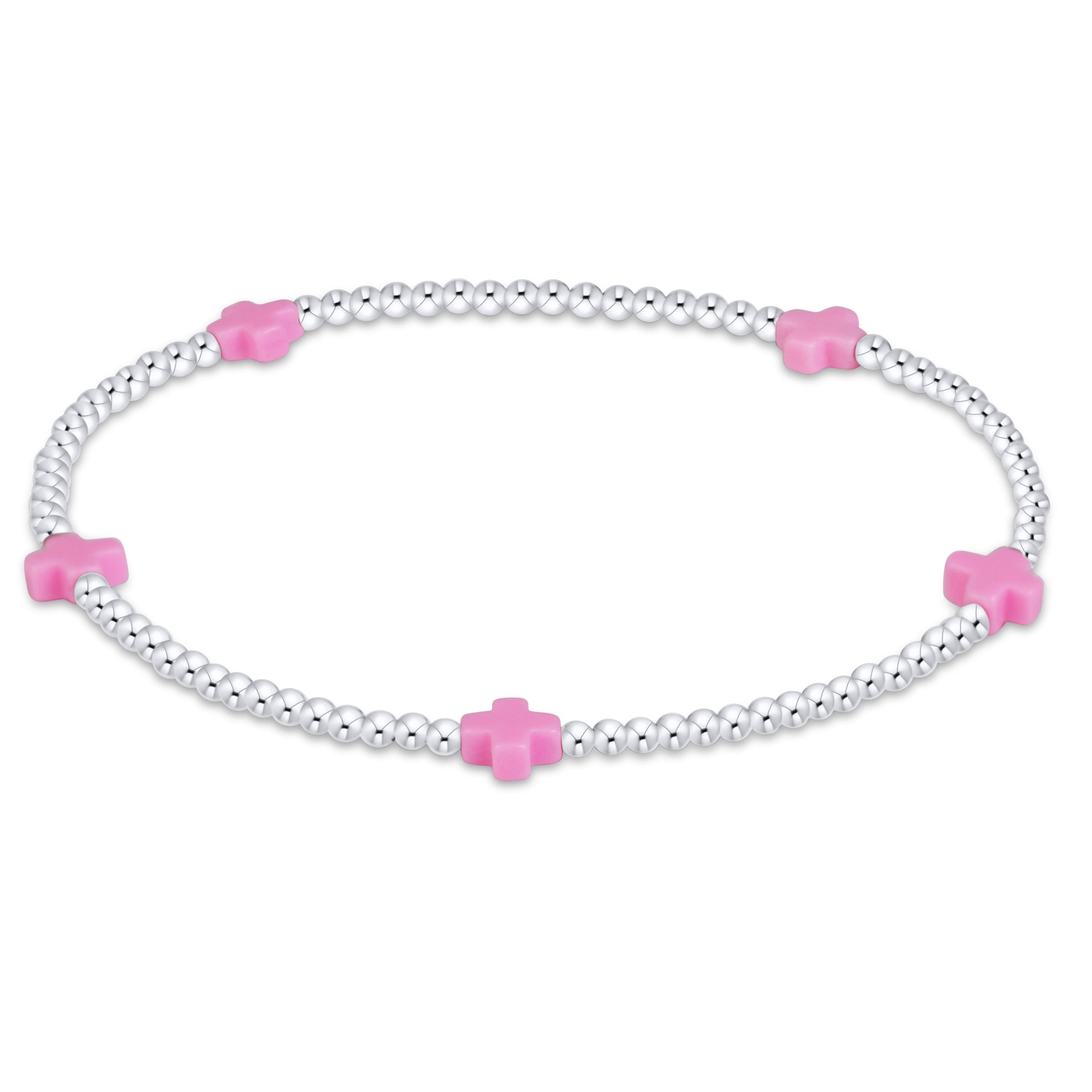 Signature Cross Small 2mm Sterling Bracelet - Bright Pink