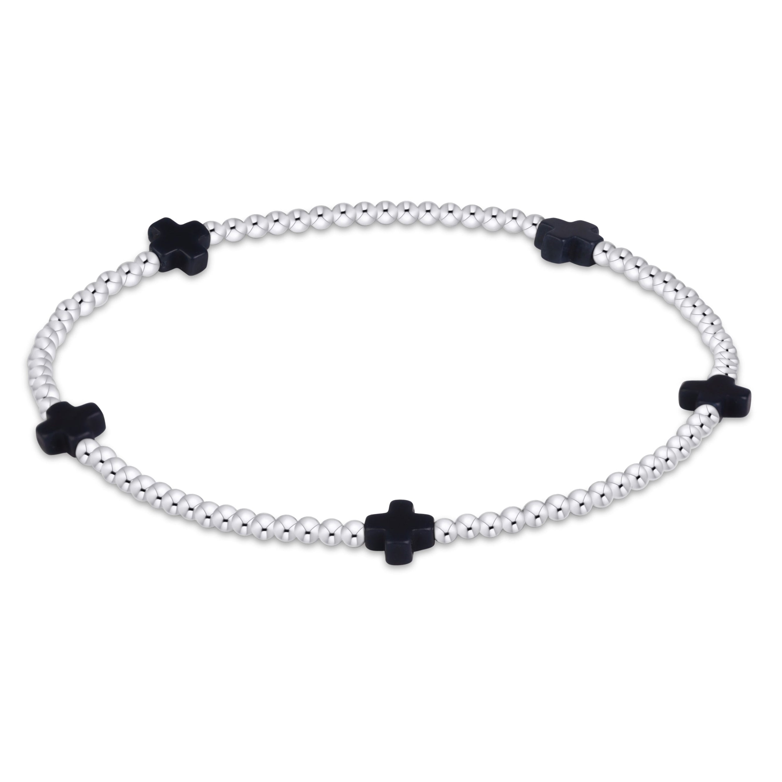 Signature Cross Small 2mm Sterling Bracelet - Navy