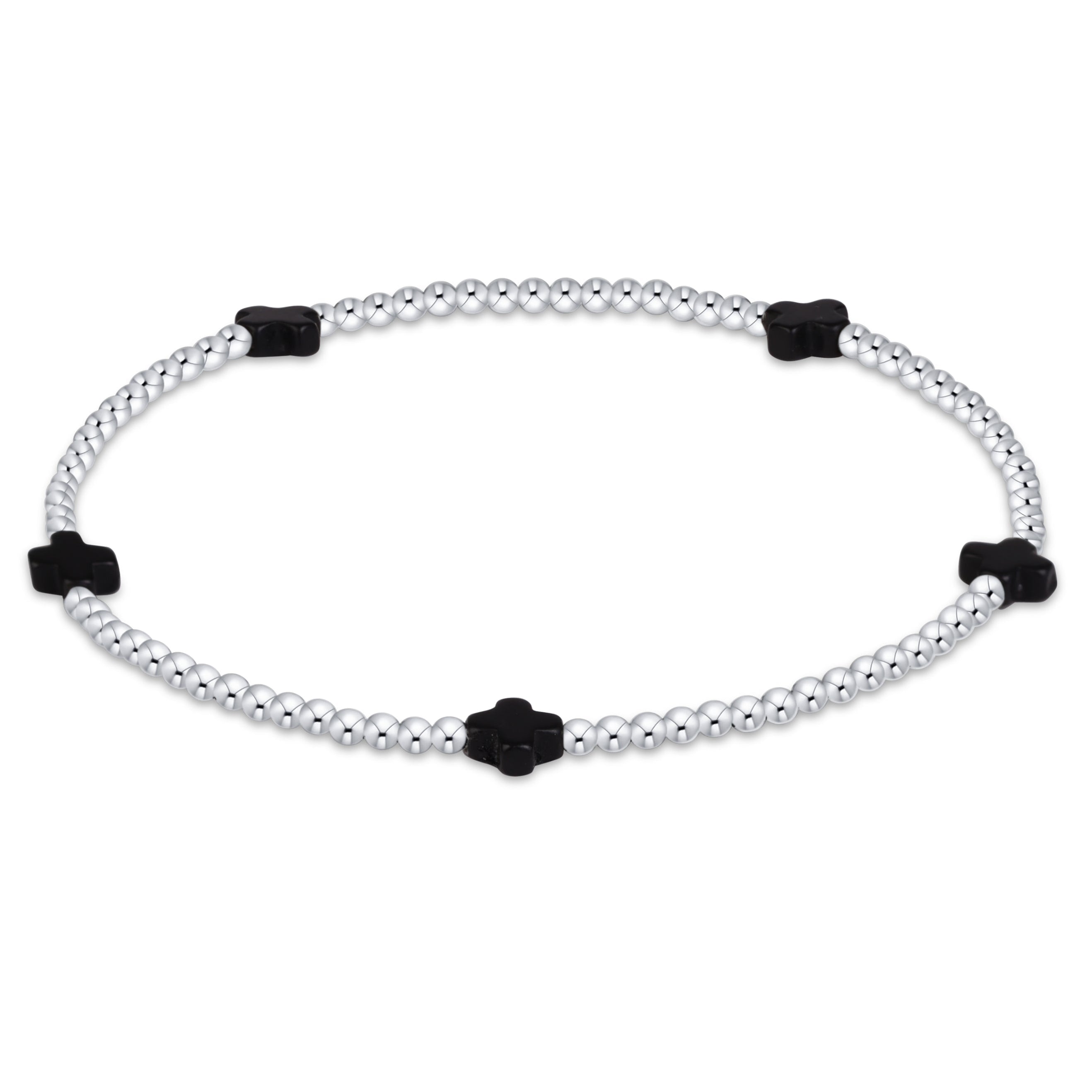 Signature Cross Small 2mm Sterling Bracelet - Onyx