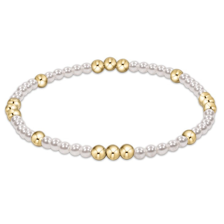 Worthy Pattern 3mm Bead Bracelet - Pearl