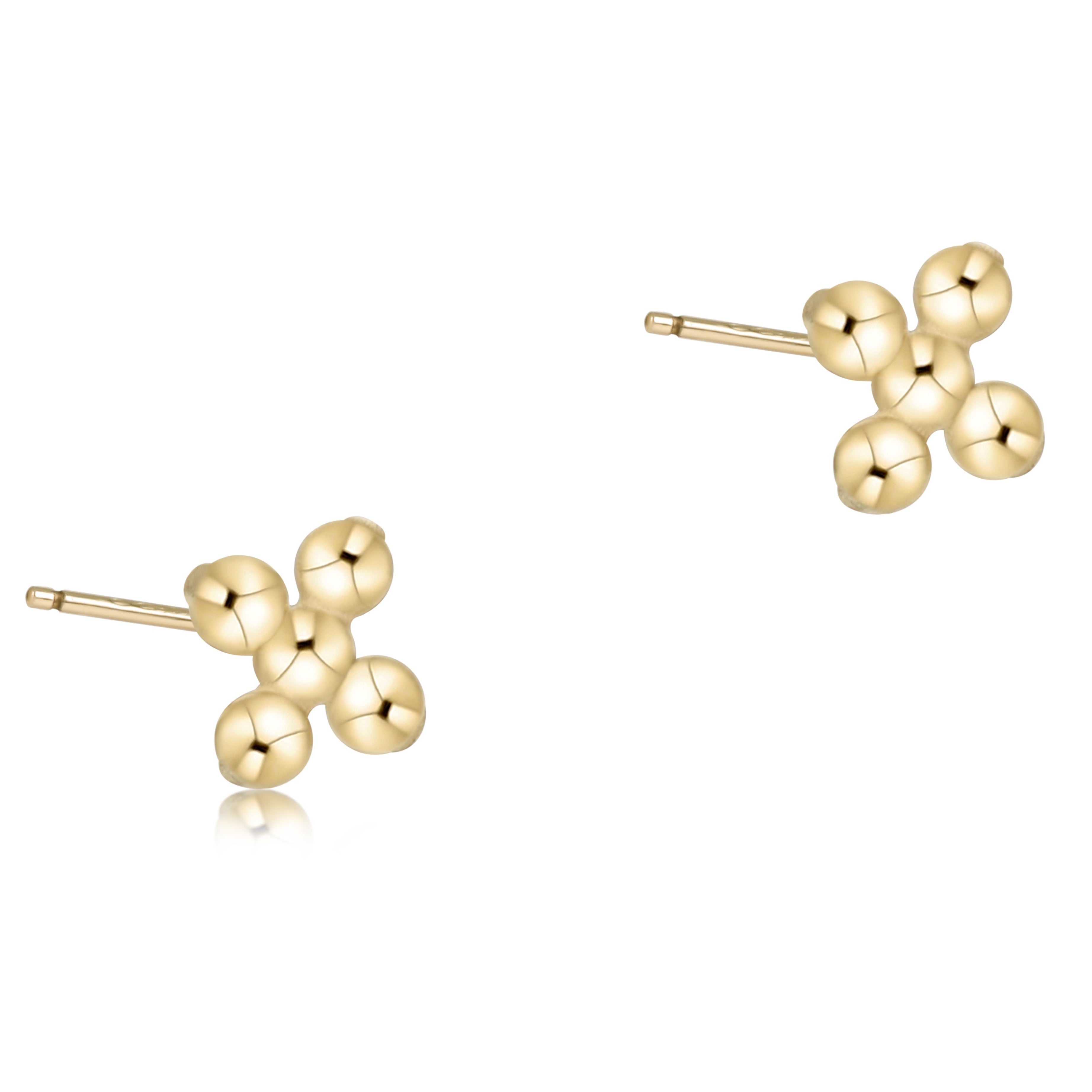 Signature Cross Beaded Small Gold Stud
