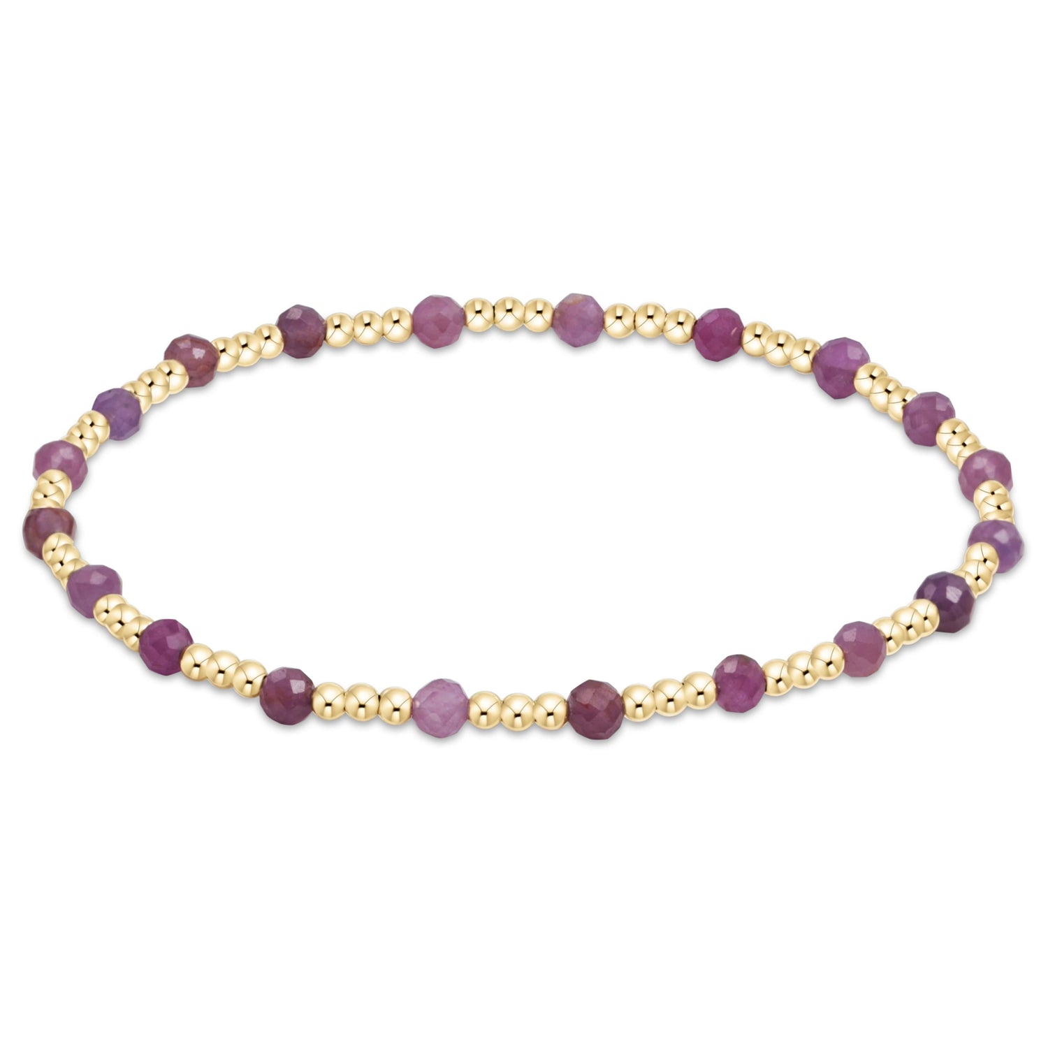 egirl Gemstone Gold Sincerity Pattern 3mm Bead Bracelet - Ruby