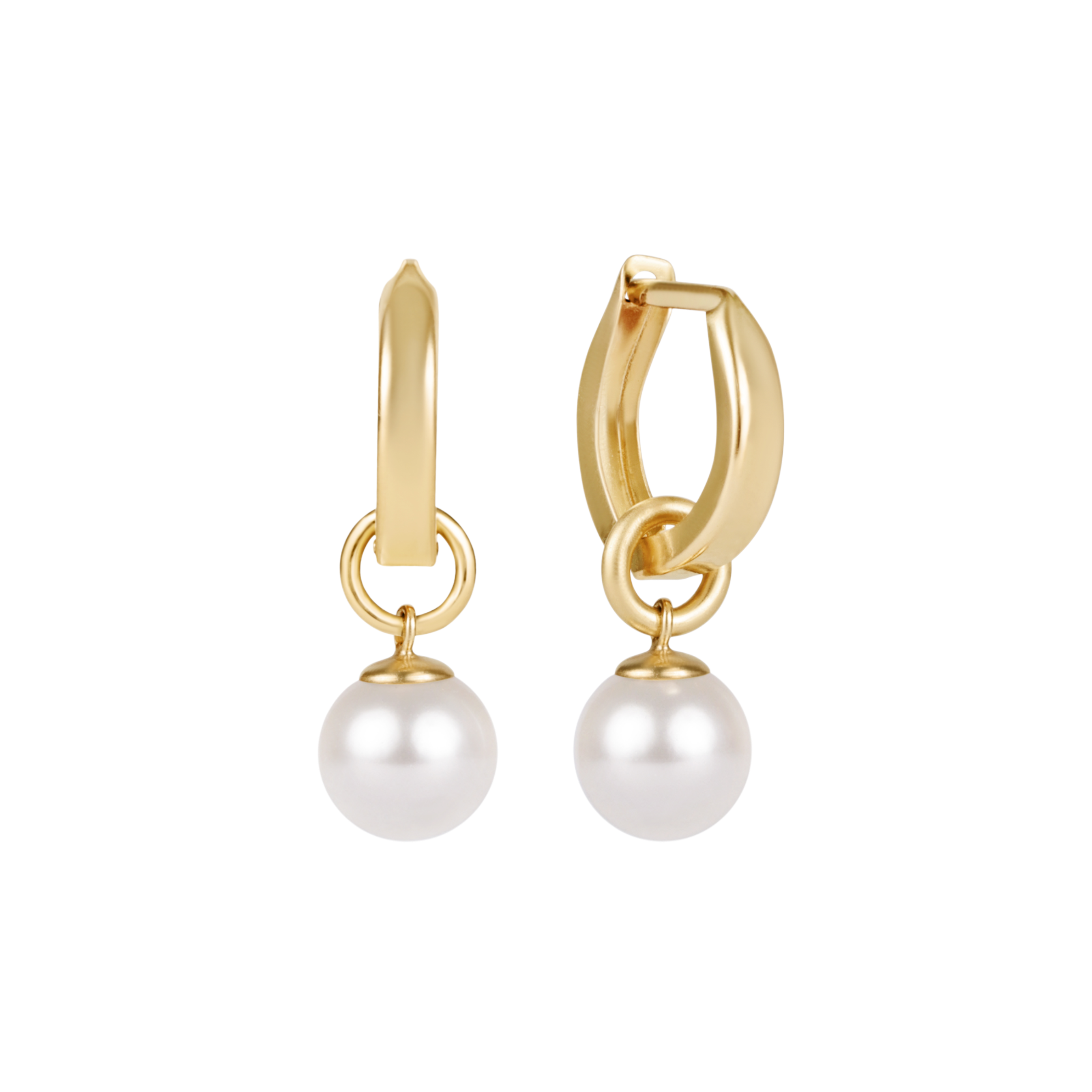 Huggie Gold 0.5" Hoop - Classic Pearl 8mm Charm