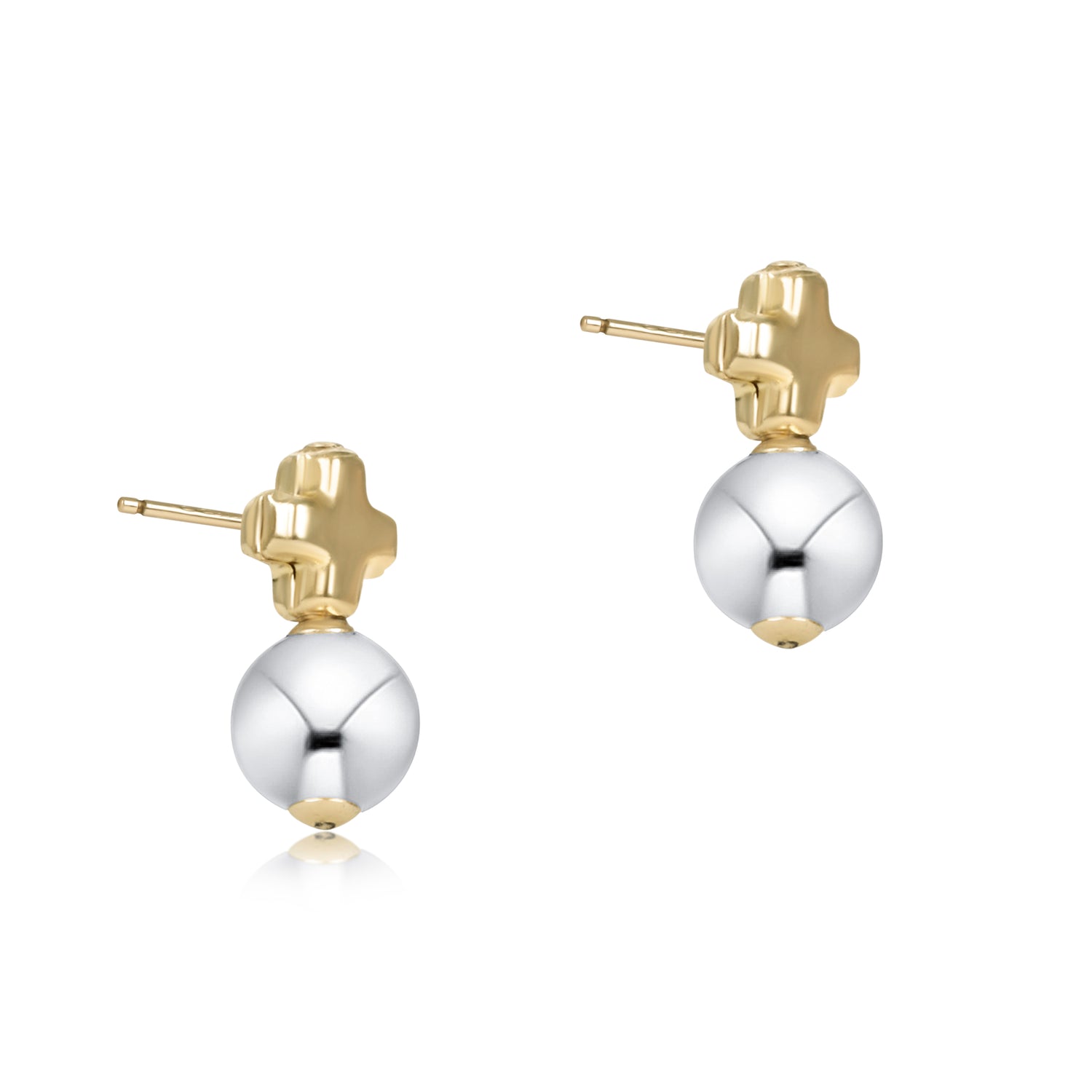 Signature Cross Small Mixed Metal Stud - Classic Sterling