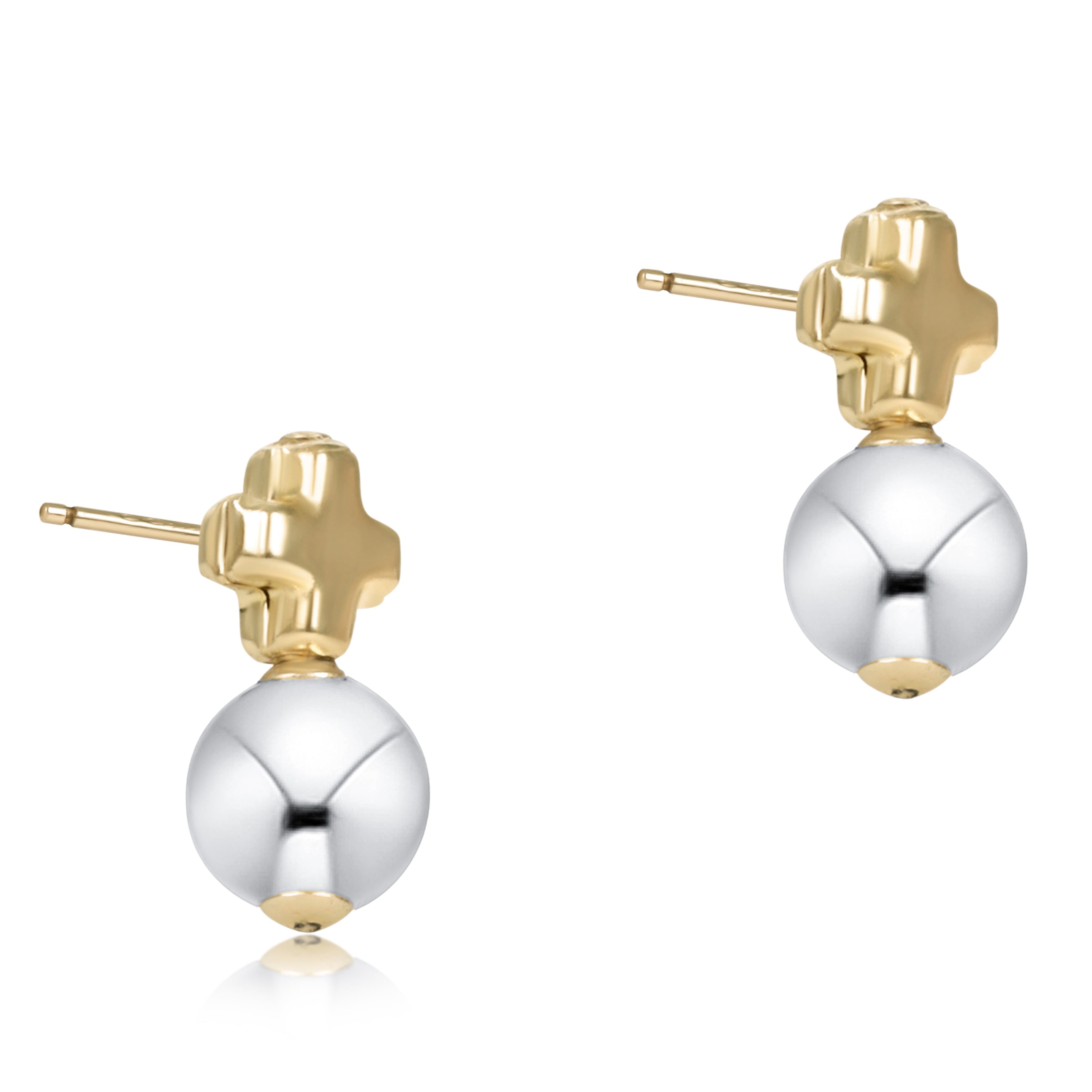 Signature Cross Mixed Metal Stud - Classic Sterling