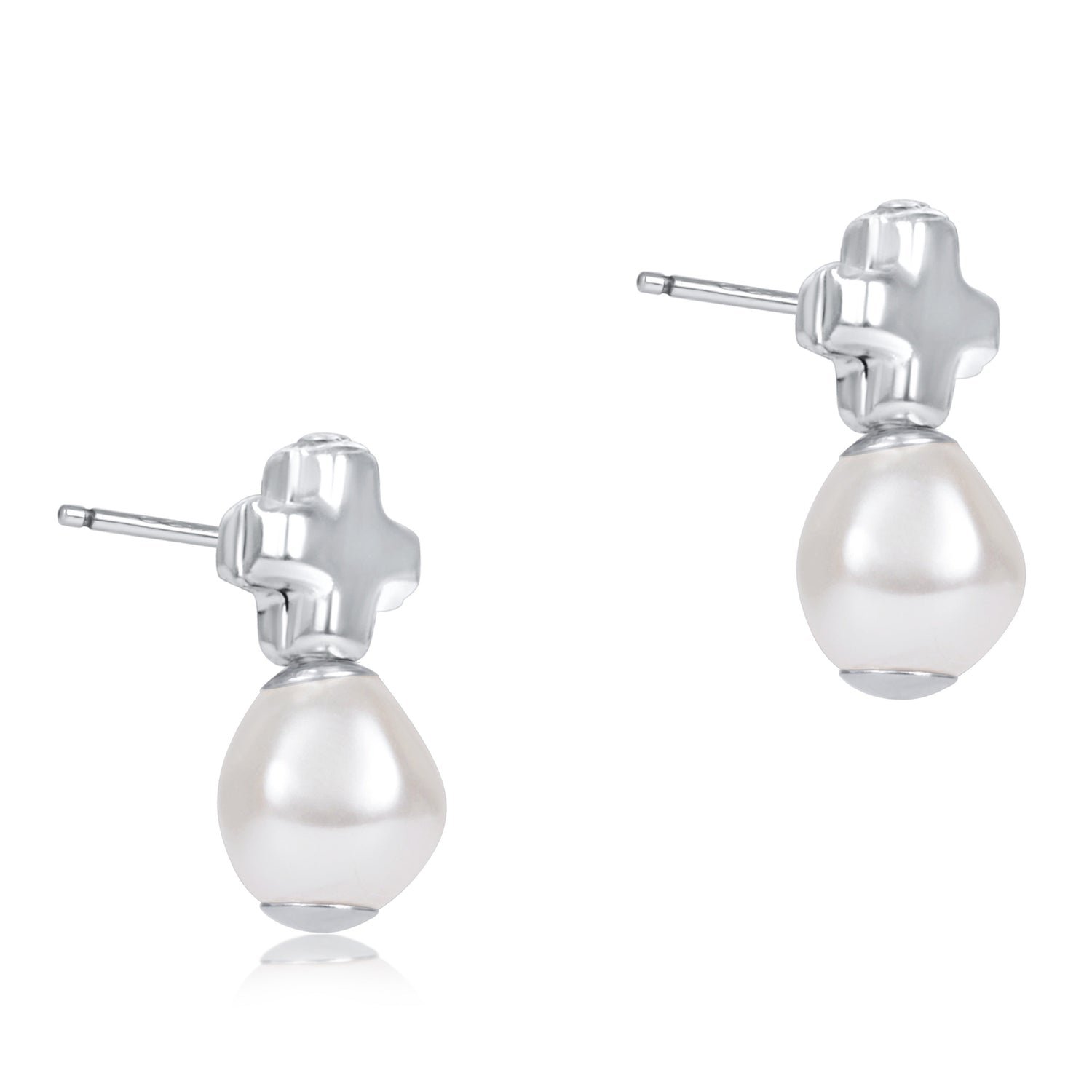 Signature Cross Sterling Stud - Pearl