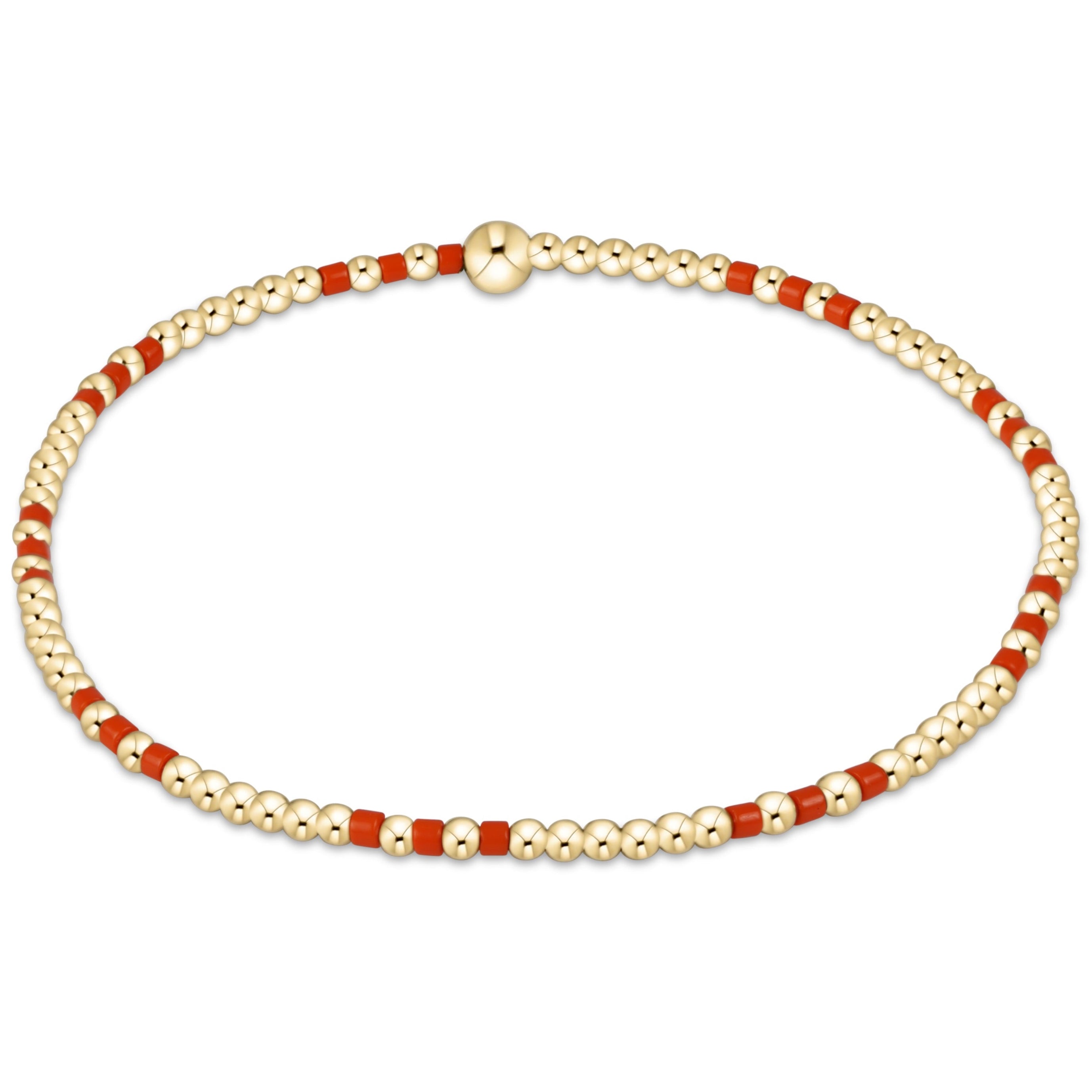 Gameday Hope Joy Pattern 2mm Bead Bracelet - Bright Orange