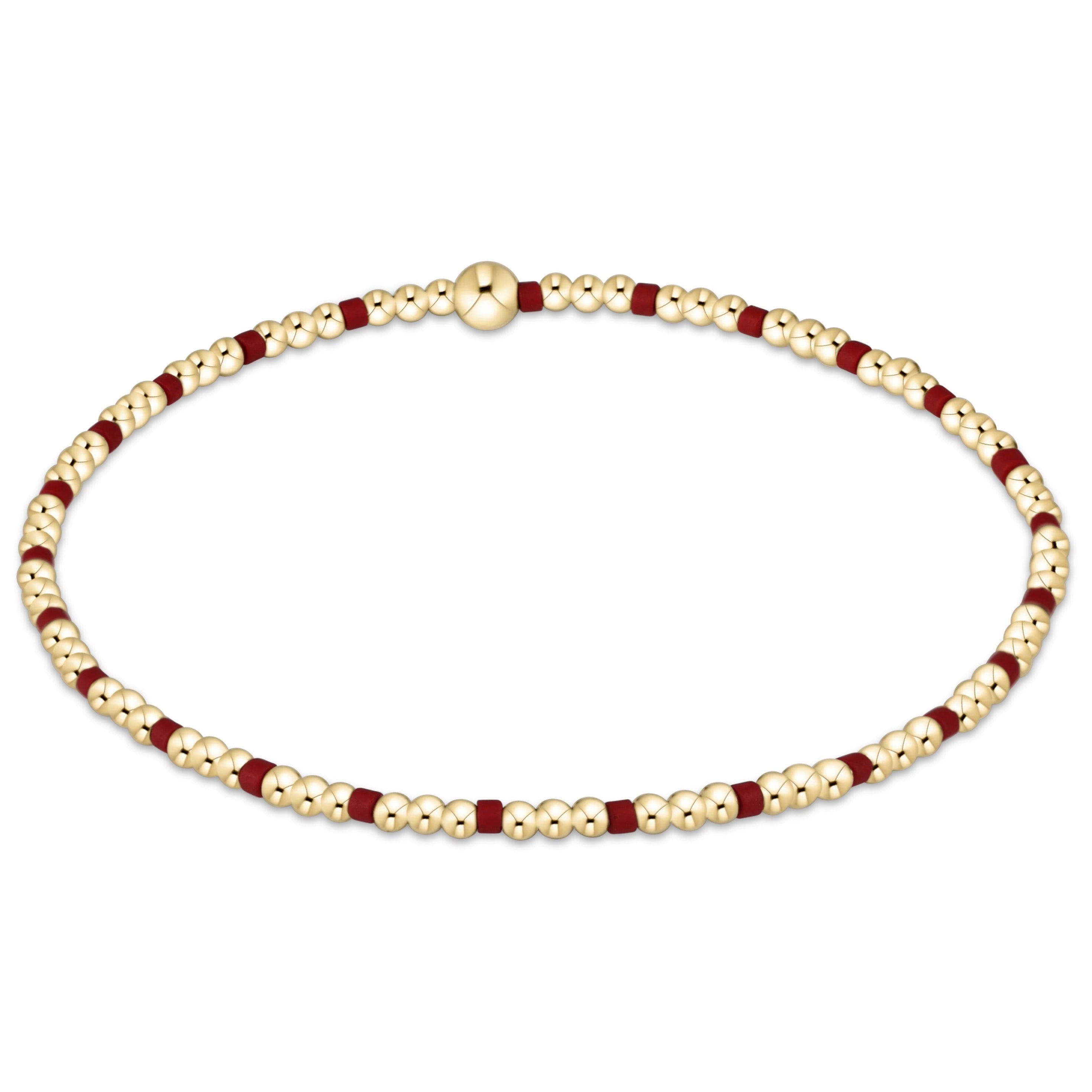 Gameday Hope Sincerity Pattern 2mm Bead Bracelet - Crimson