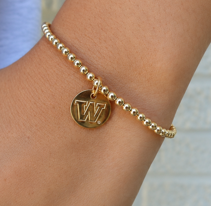 eCOLLEGIATE Classic Gold 3mm Bracelet - University of Washington Disc