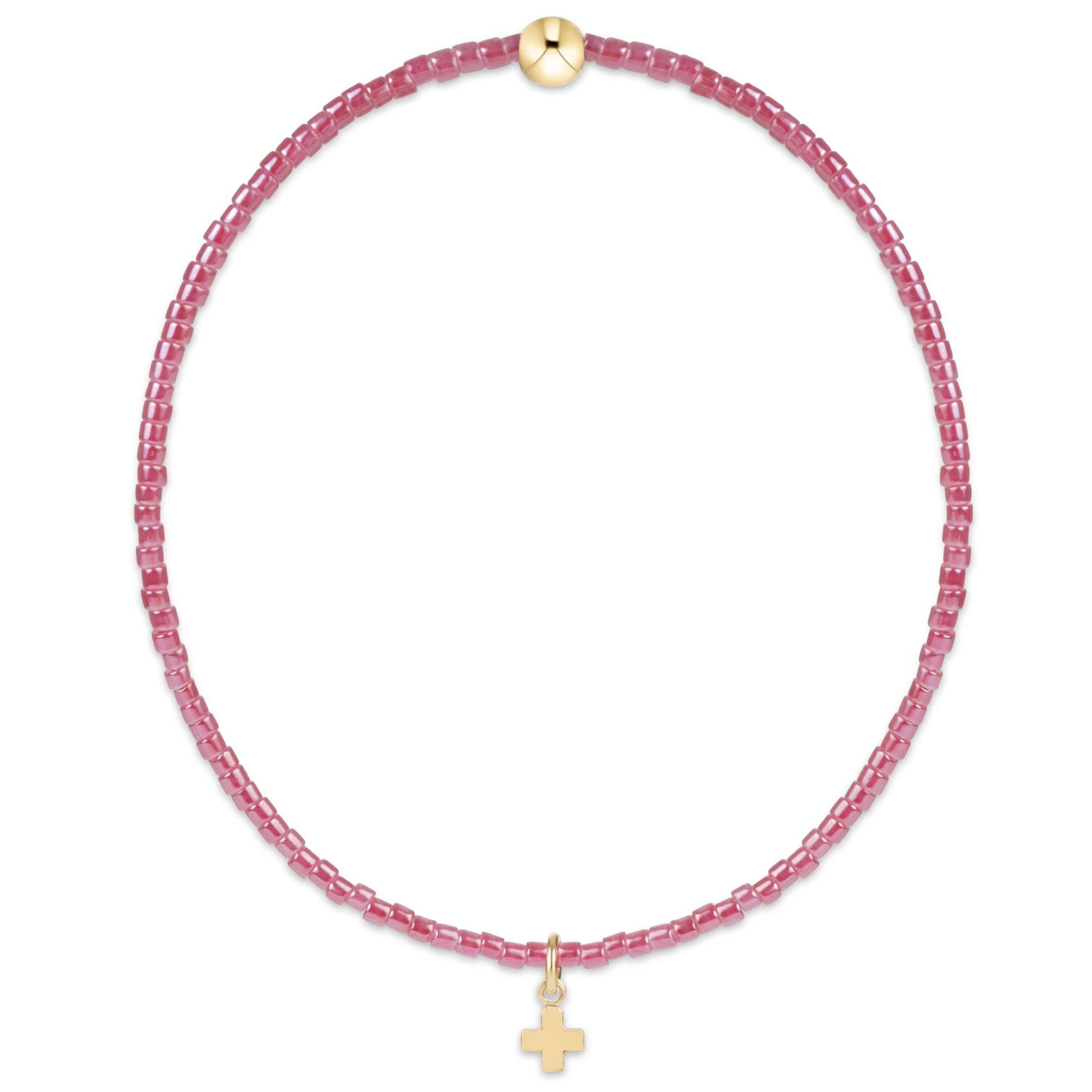 Hope Classic Pink Champagne Bracelet - Signature Cross Small Gold Charm