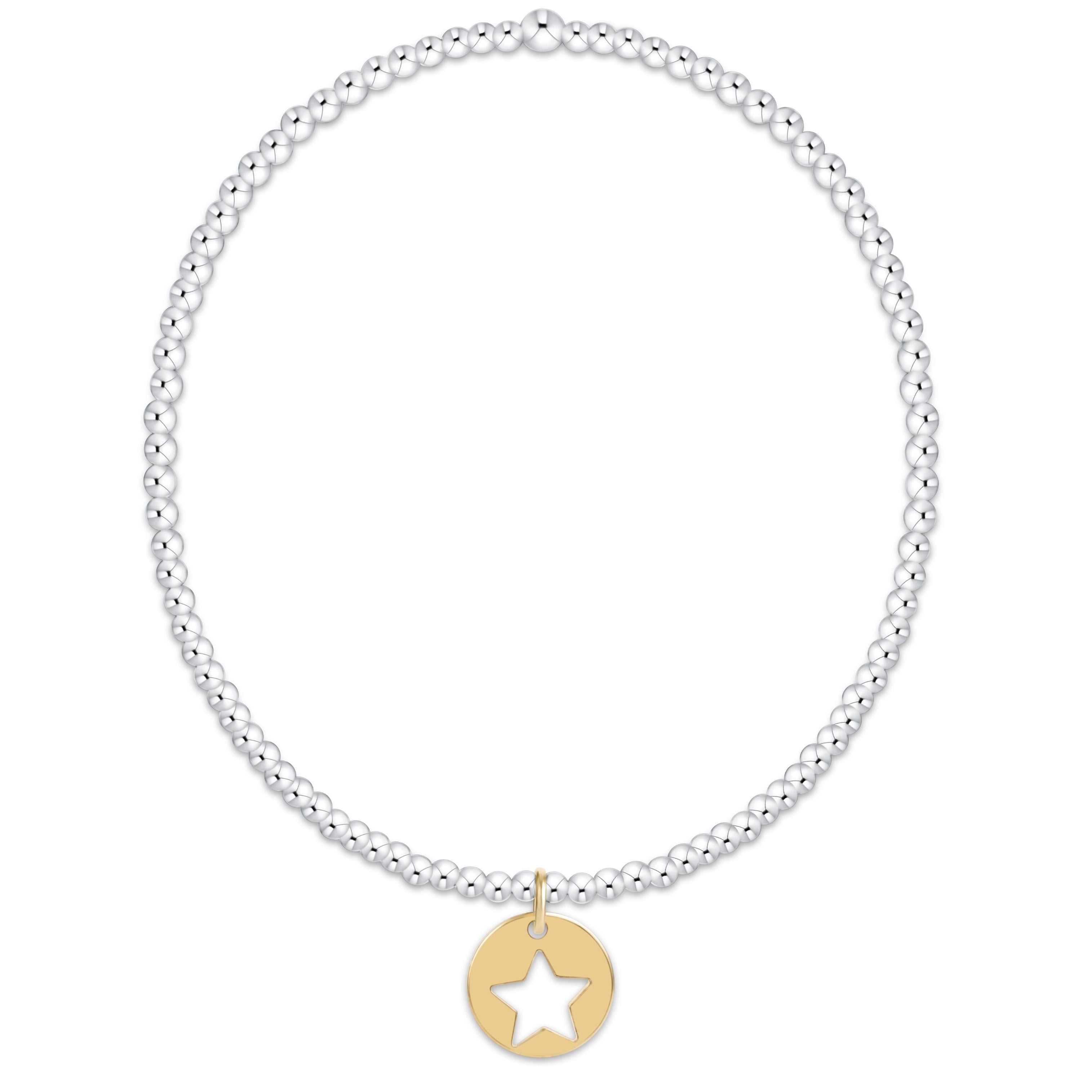 Classic Mixed Metal 2mm Bracelet - Star Small Gold Disc