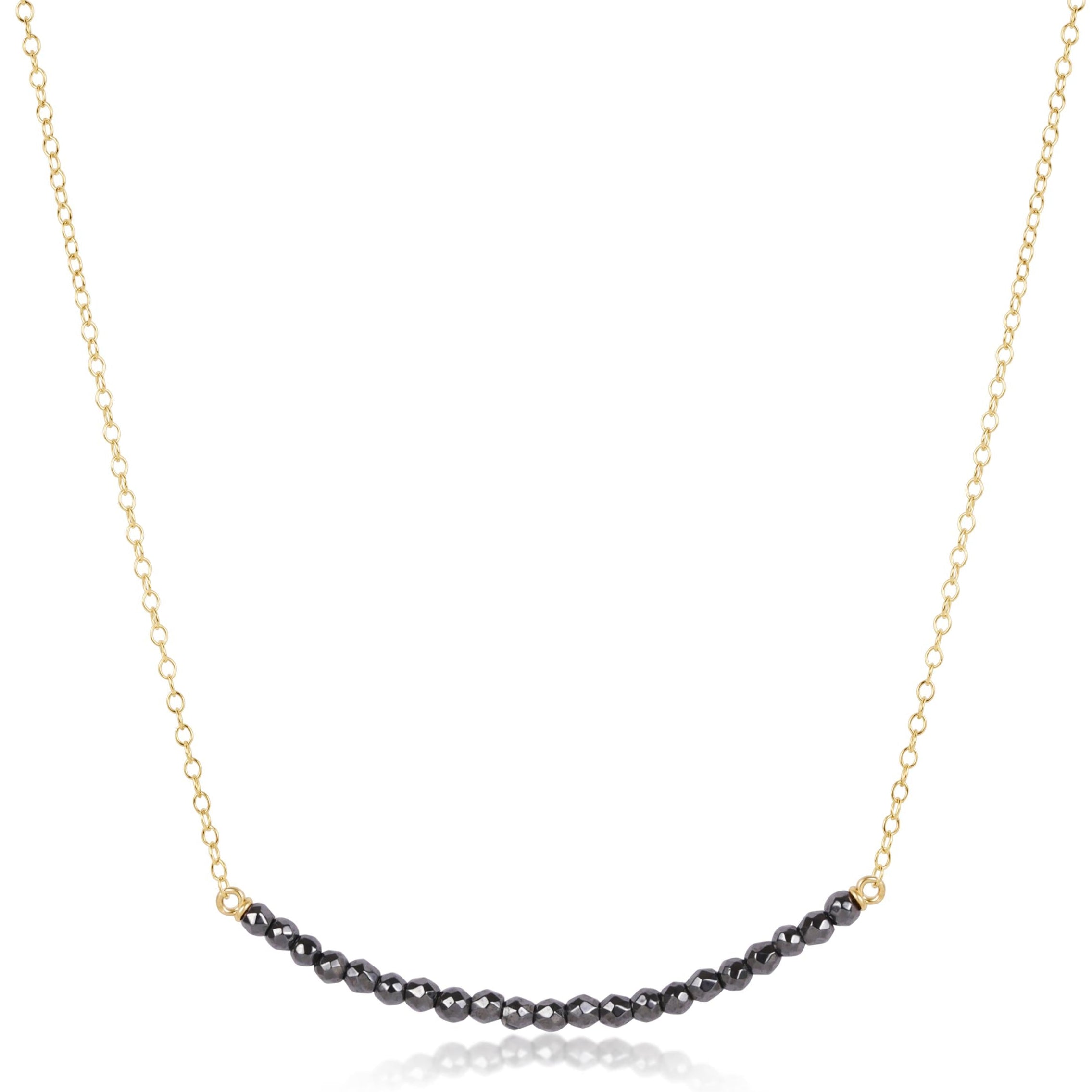 16" Necklace Gold - Beaded Bliss Faceted Hematite