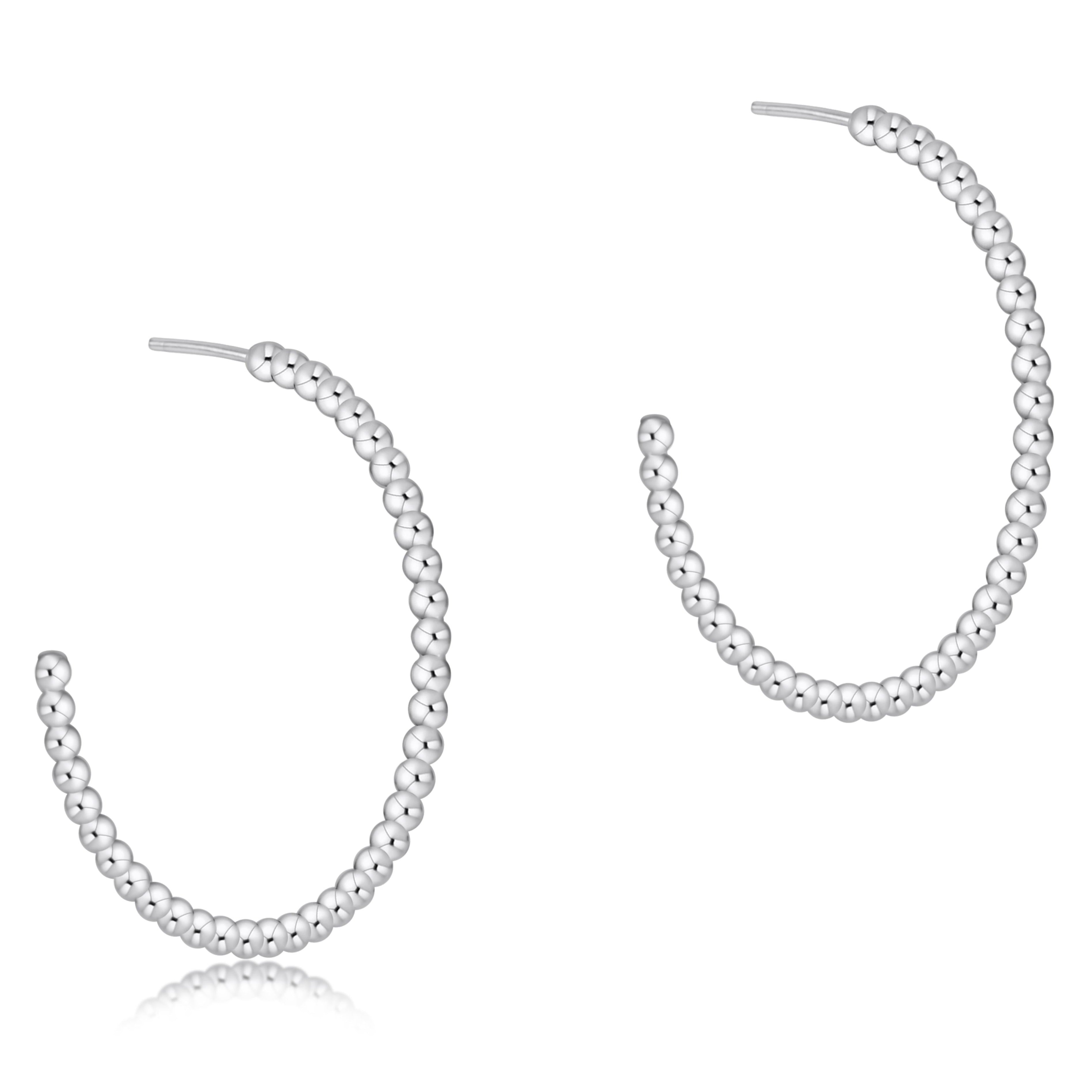 Beaded Classic 1.25" Post Hoop - 2mm Sterling