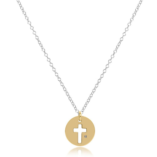 16" Necklace Sterling Mixed Metal - Blessed Gold Disc