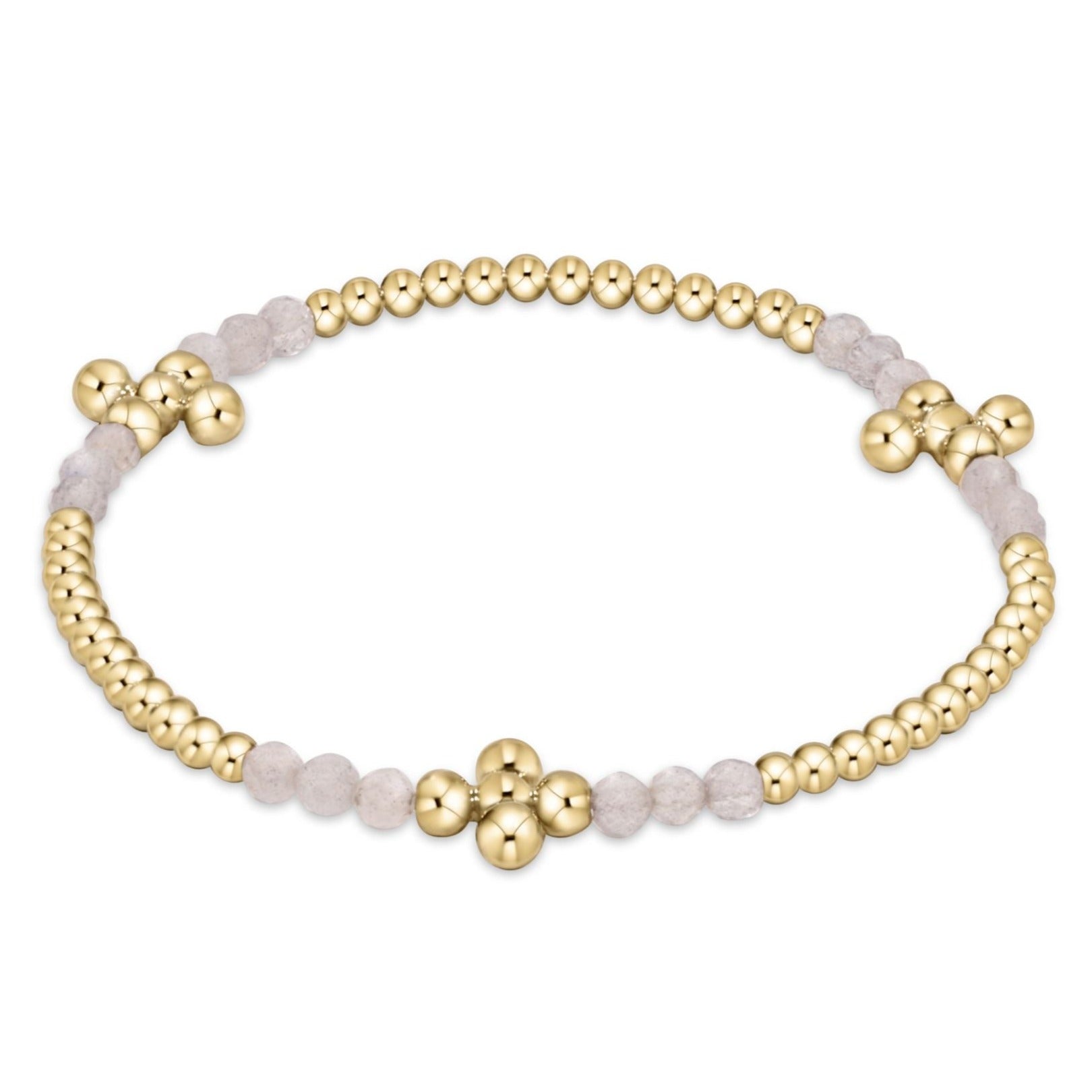 Signature Cross Gold Bliss Pattern 2.5mm Bead Bracelet - Moonstone