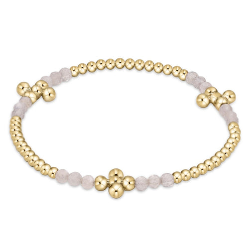 Signature Cross Gold Bliss Pattern 2.5mm Bead Bracelet - Moonstone