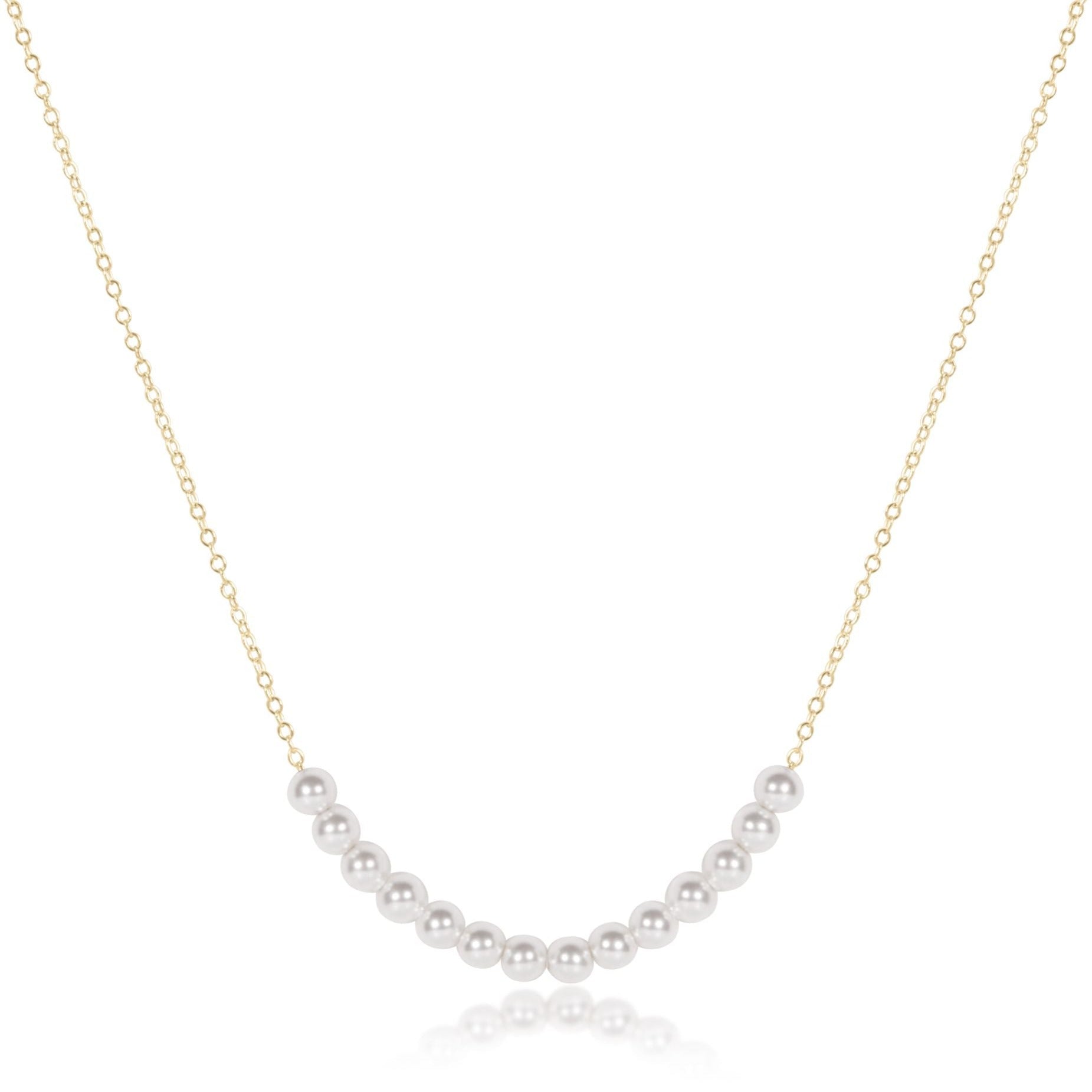 16" Necklace Gold - Classic Beaded Bliss - 4mm Pearl