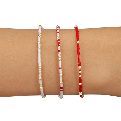 "Down, Set, Hut" Gameday Stack of 3 - Bright Red-White