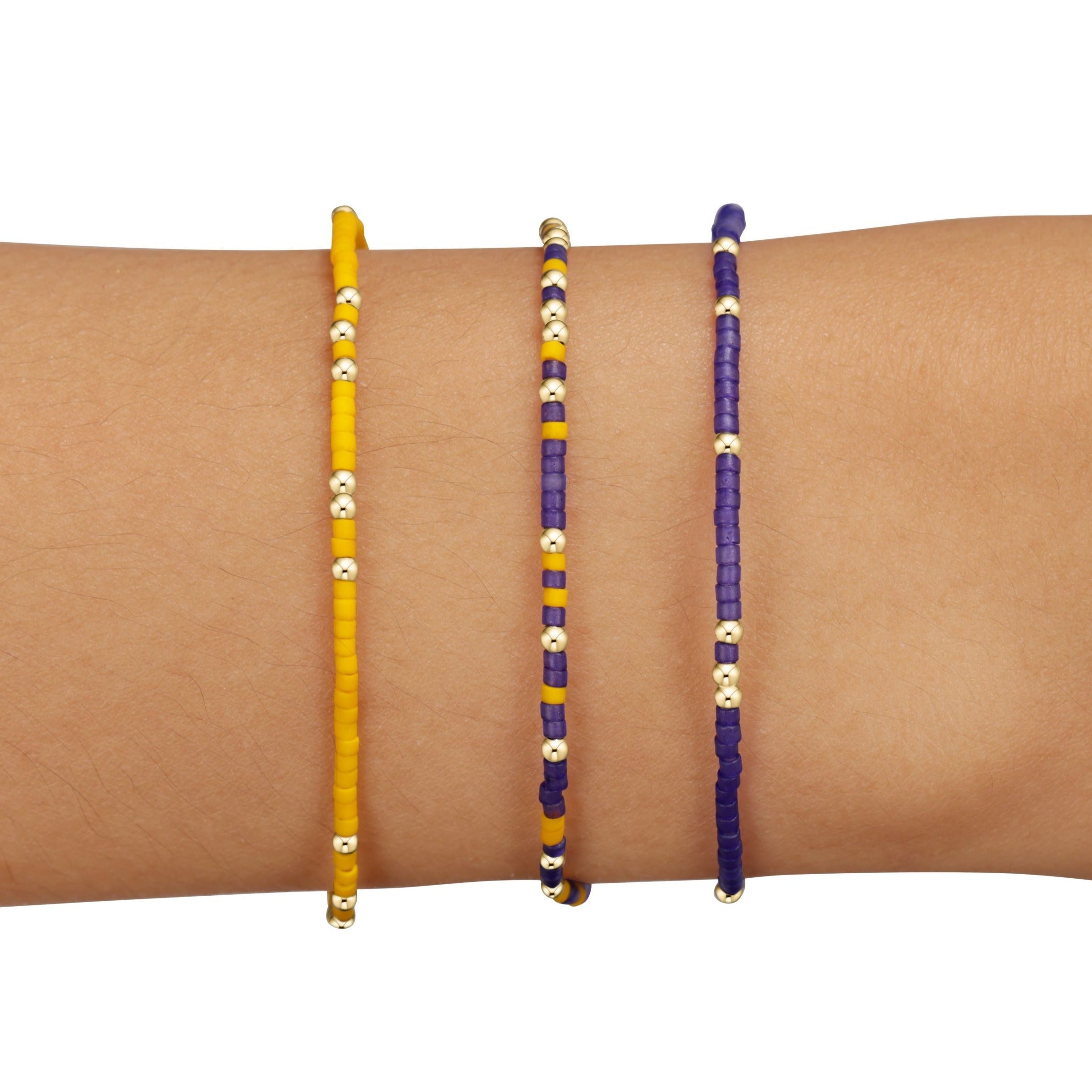 "Down, Set, Hut" Gameday Stack of 3 - Deep Purple-Golden Yellow
