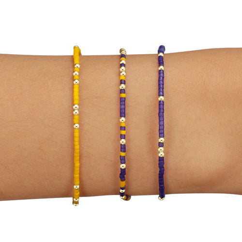 "Down, Set, Hut" Gameday Stack of 3 - Deep Purple-Golden Yellow