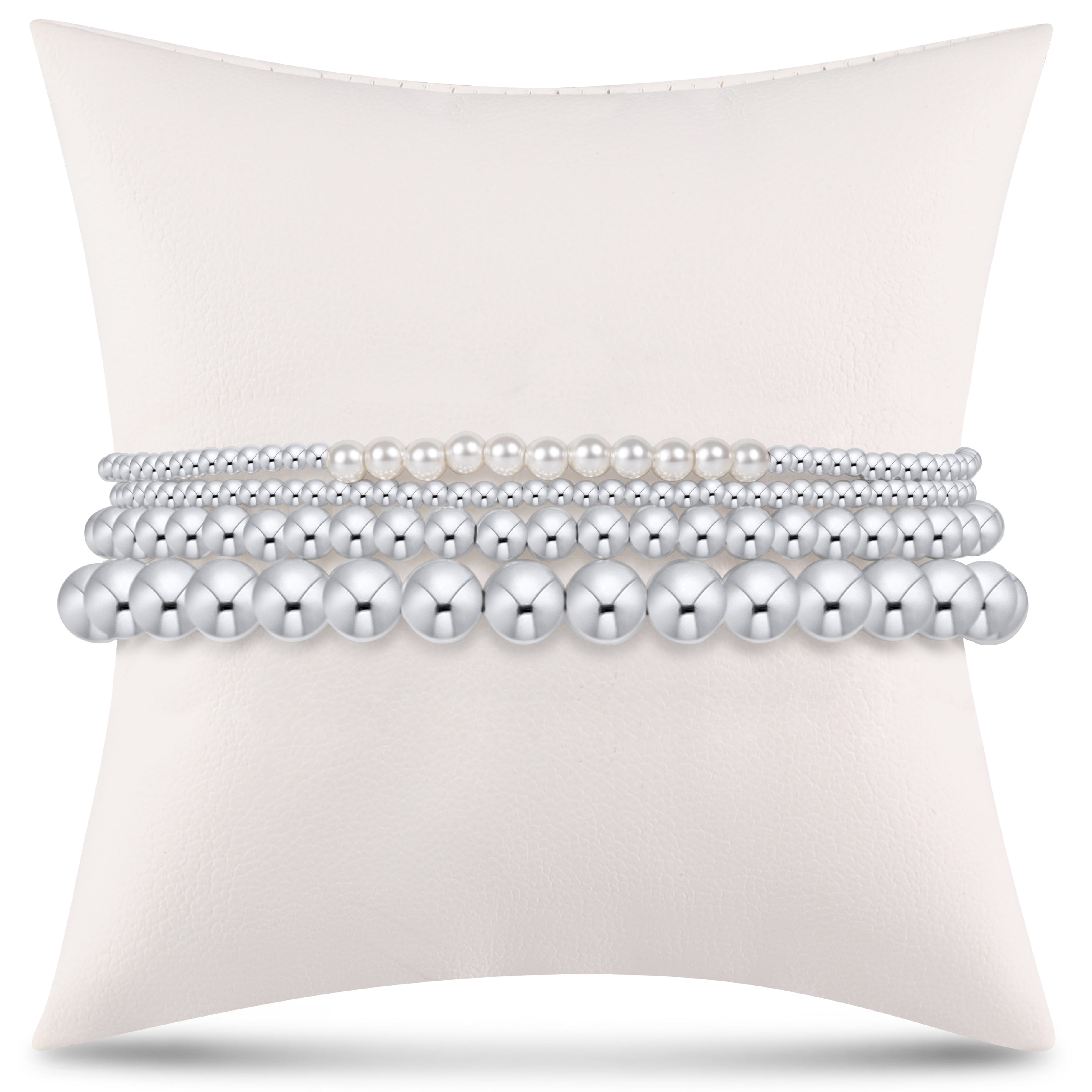 everyday sterling stack of 4 - pearl