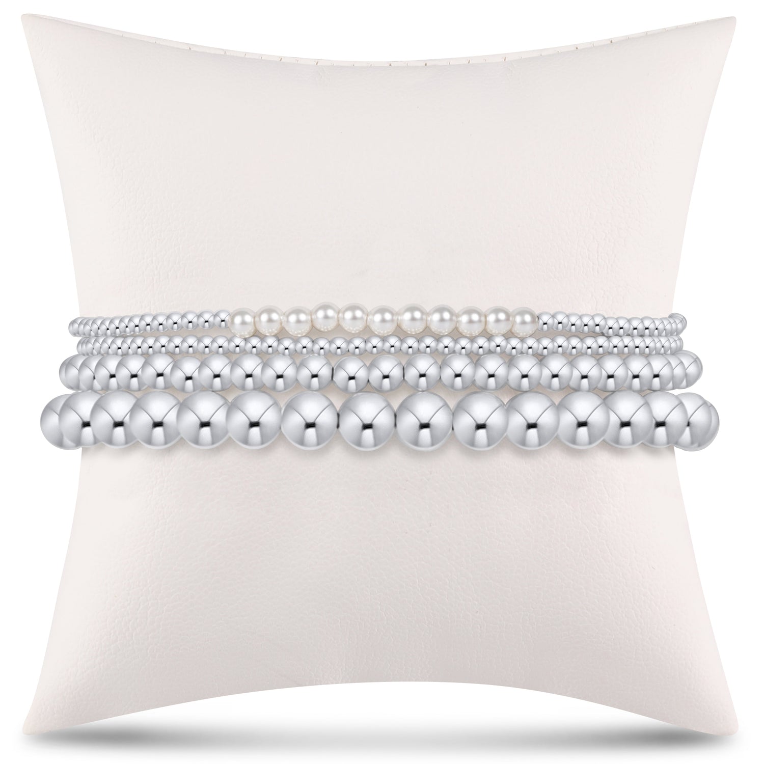 everyday sterling stack of 4 - pearl