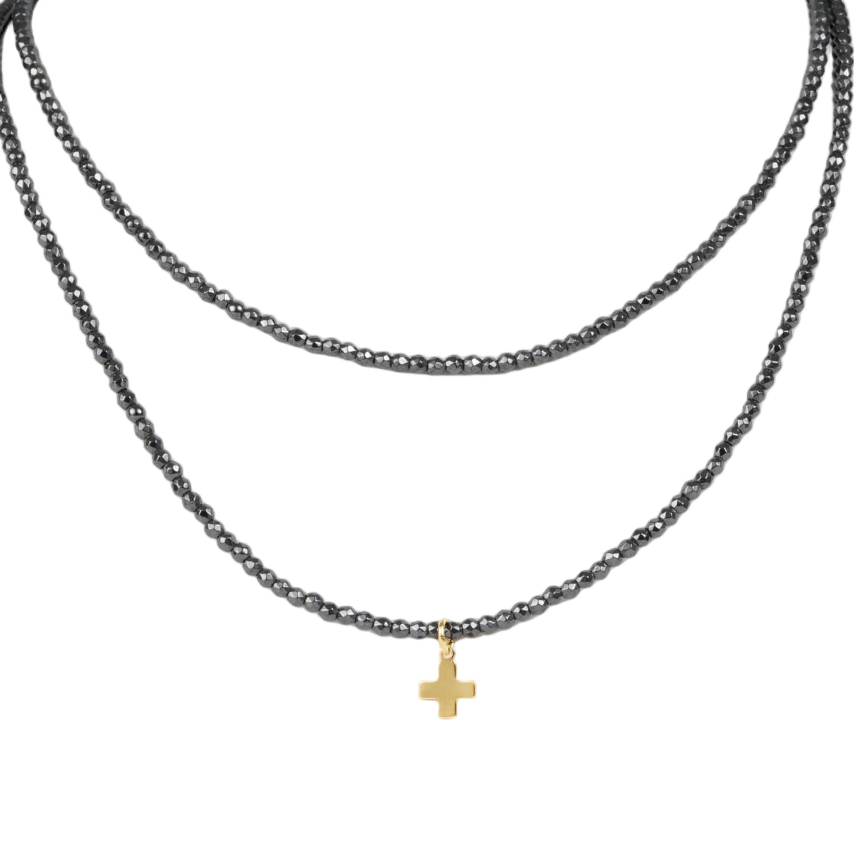layers with meaning - hematite signature cross charm