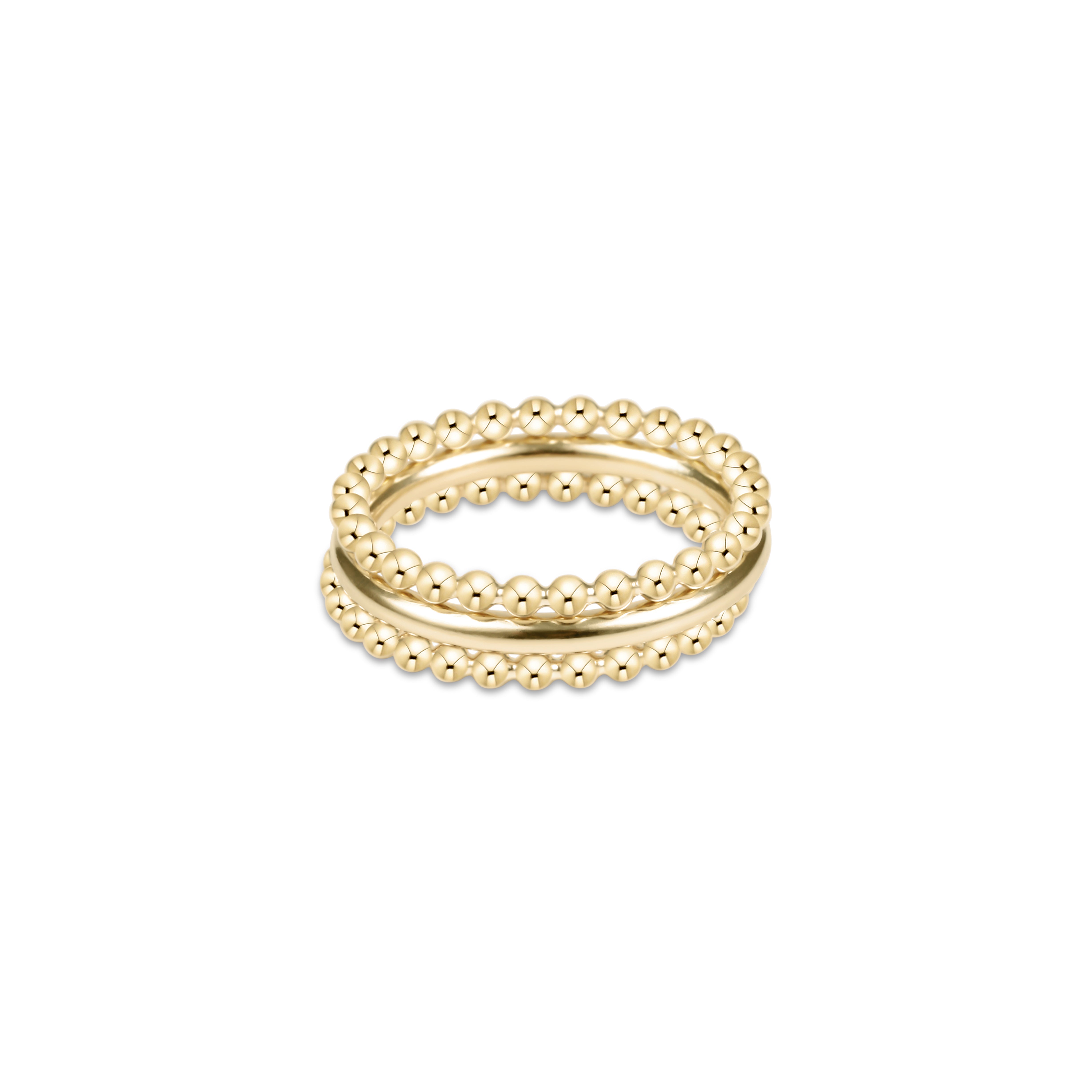classic beaded gold ring stack of 3