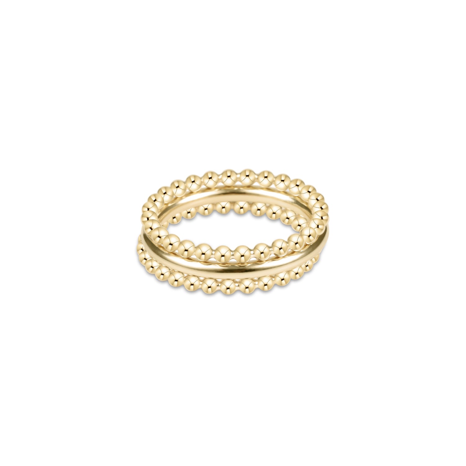 classic beaded gold ring stack of 3