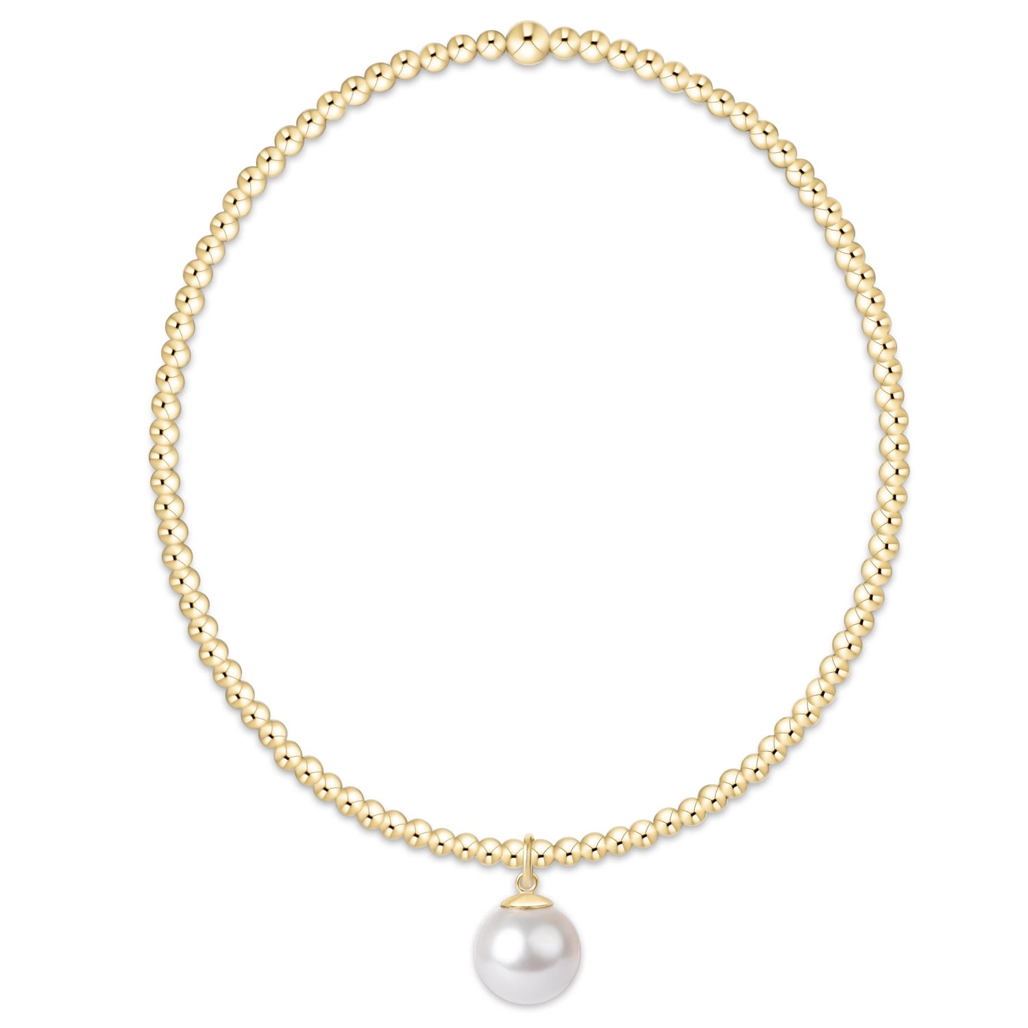 Classic Gold 2mm Bracelet - Classic Pearl 8mm Charm