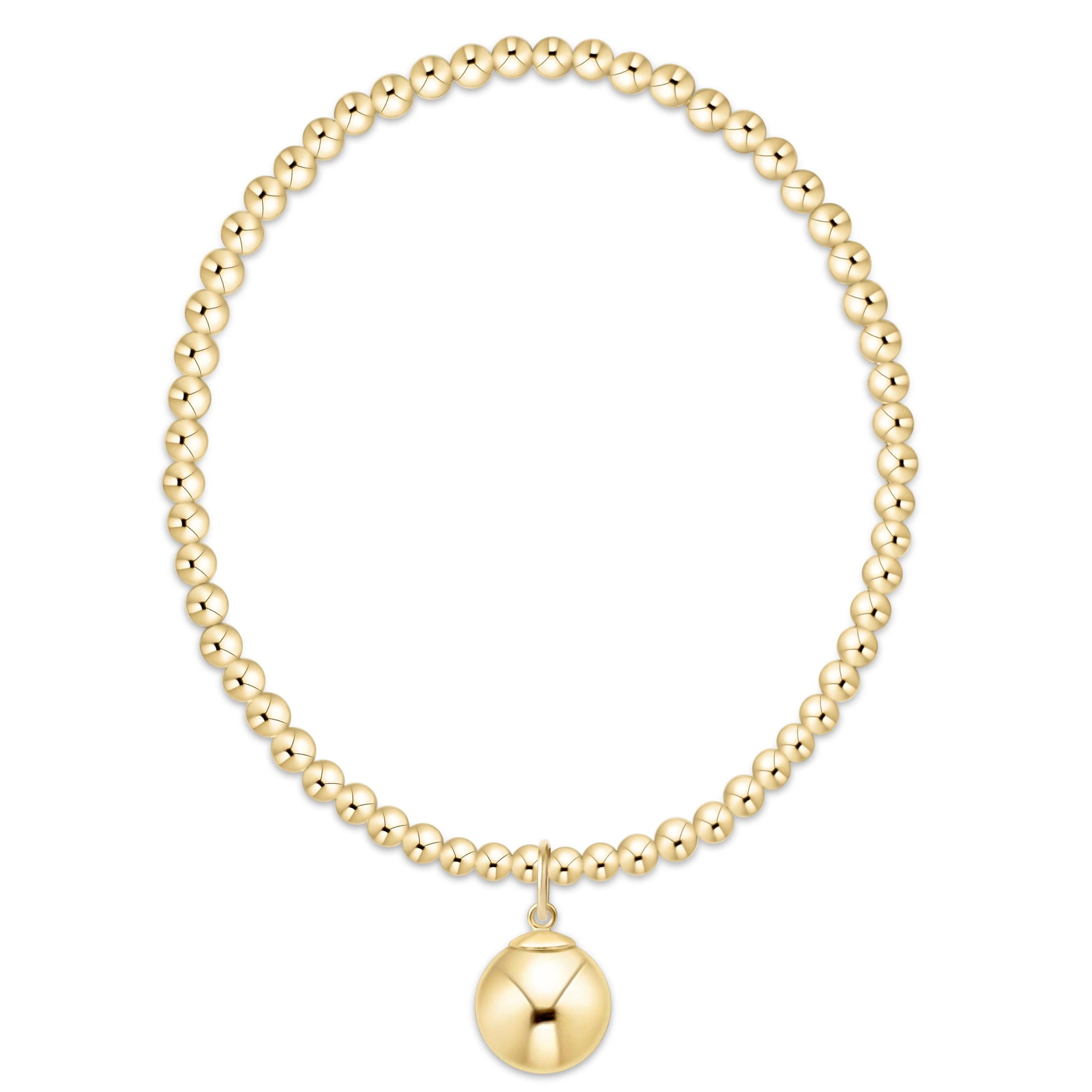 Classic Gold 3mm Bracelet - Classic Gold 10mm Charm