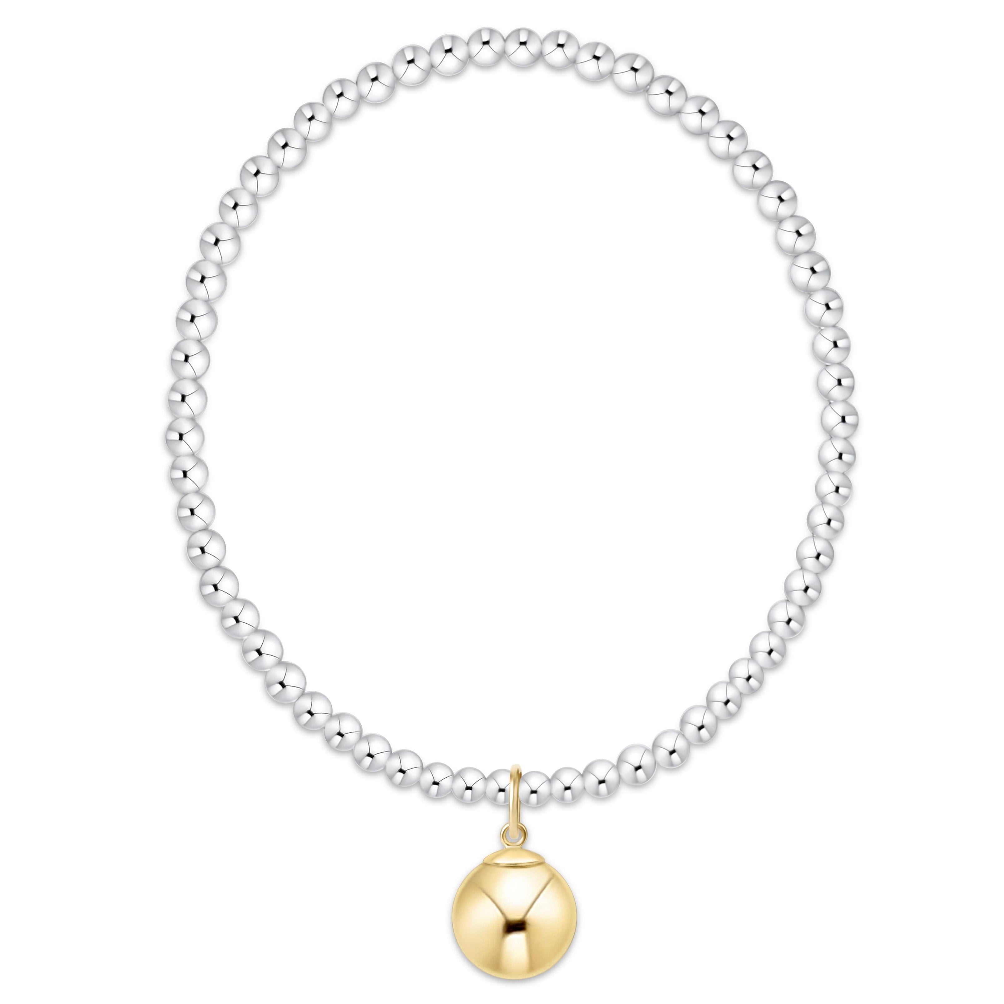 Classic Mixed Metal 3mm Bracelet - Classic Gold 10mm Charm